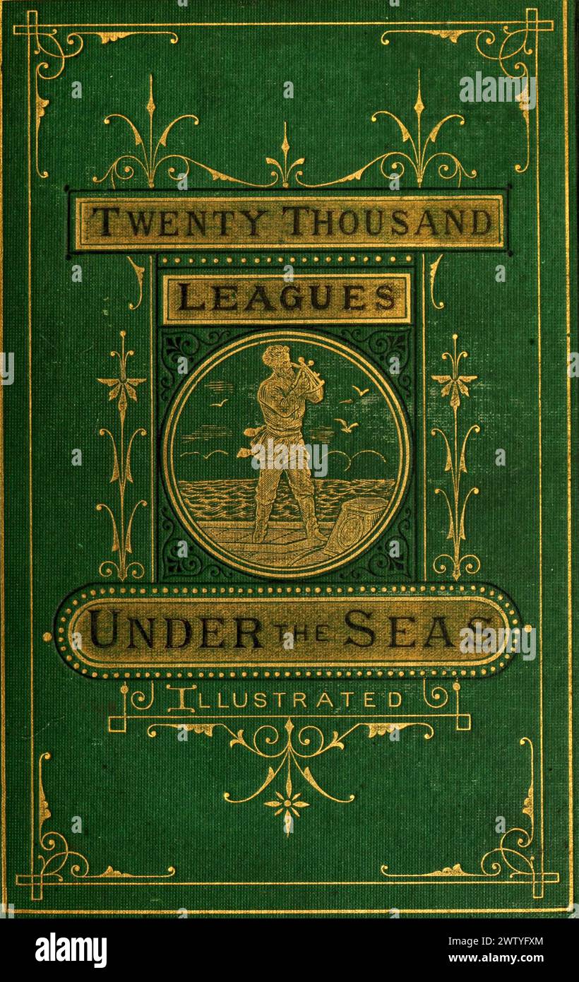 Copertina vintage Book. Ventimila leghe sotto i mari di Jules Verne 1870s Foto Stock