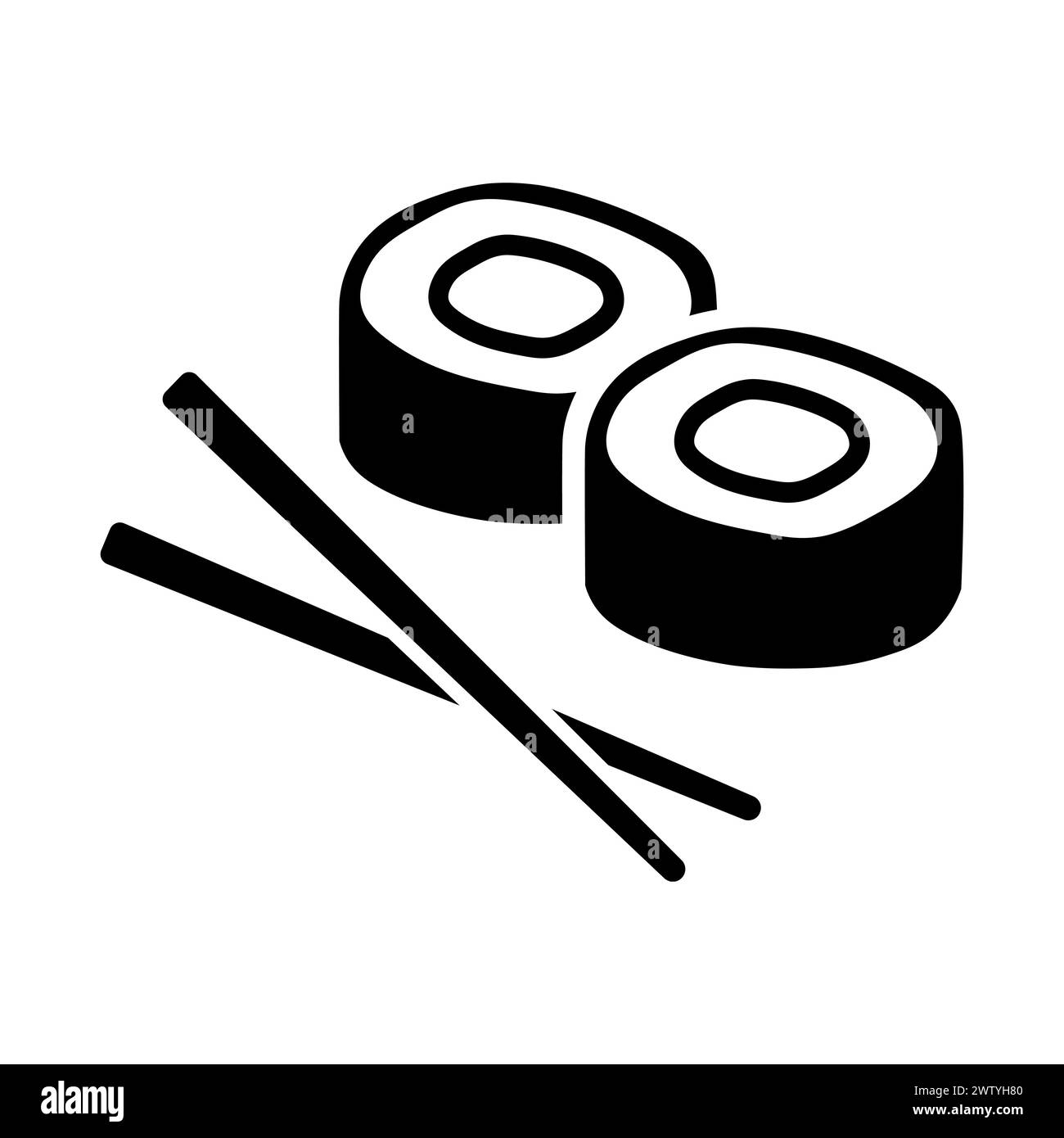 icona di sushi vettoriale nera su sfondo bianco Illustrazione Vettoriale