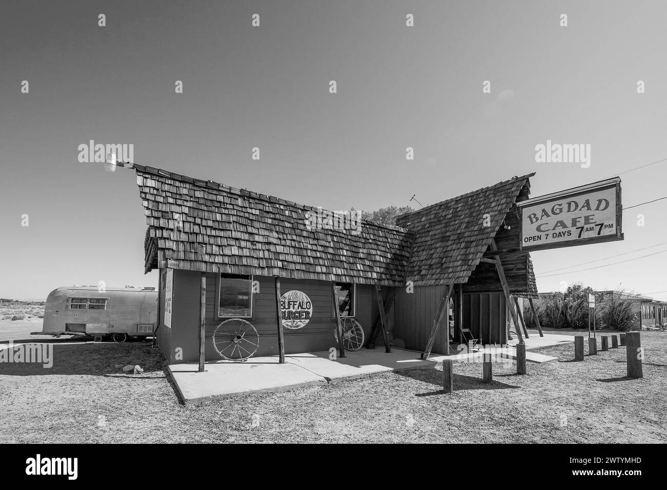 Bagdad Café nel deserto del Mojave sulla Route 66 a Newberry Springs, California, è stato il luogo del film cult di Percy Adlon. Foto Stock