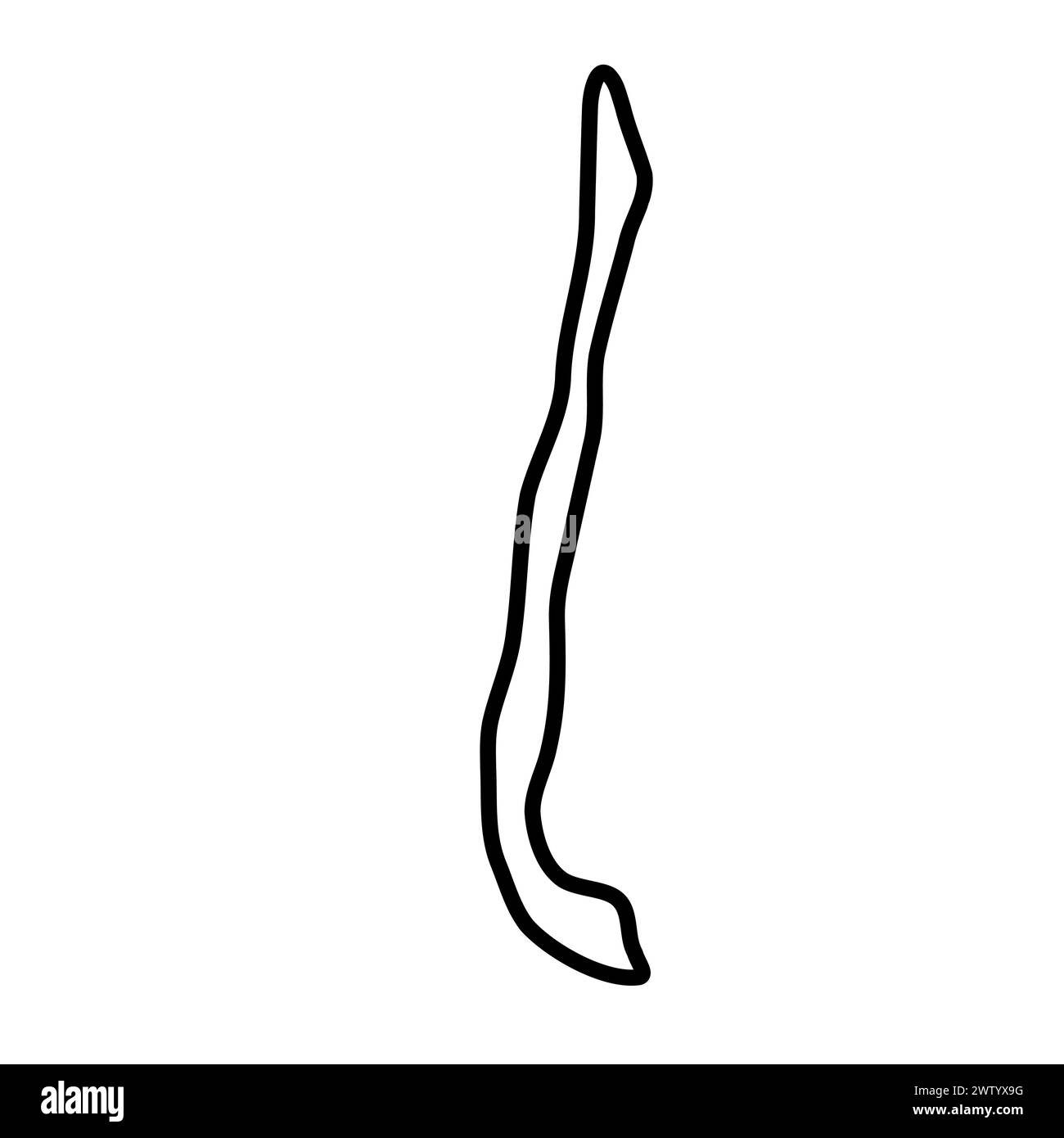 Mappa semplificata del paese del Cile. Contorno nero spesso. Semplice icona vettoriale Illustrazione Vettoriale