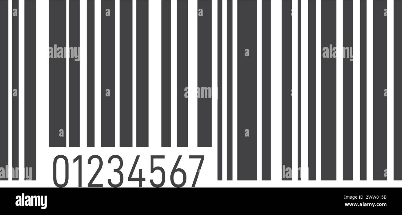 Modello di codice a barre con cifre. Codice di vendita con informazioni sul prodotto Illustrazione Vettoriale