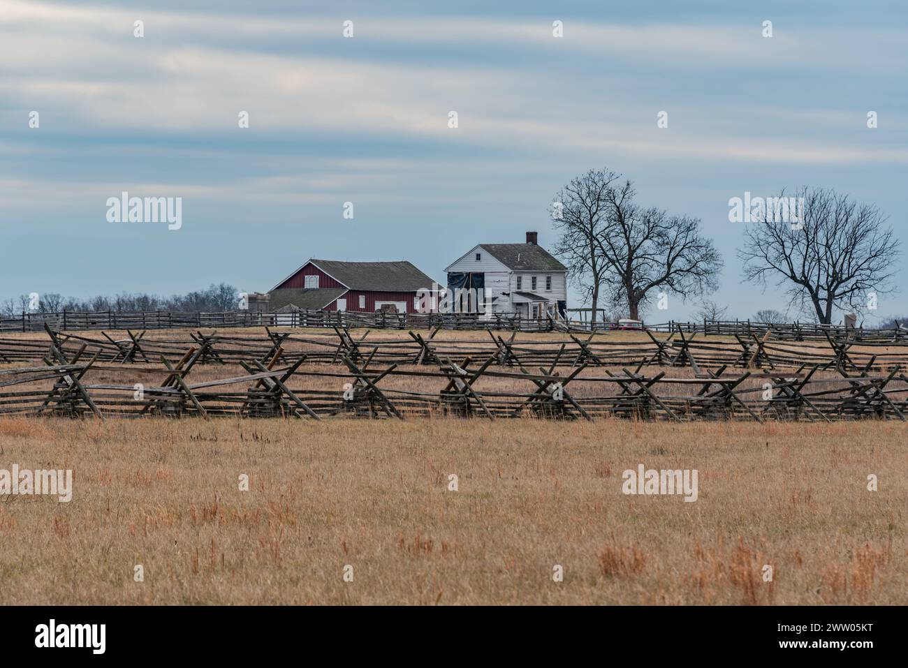 Klingel Farm on a Blustery March Day, Gettysburg, Pennsylvania USA Foto Stock