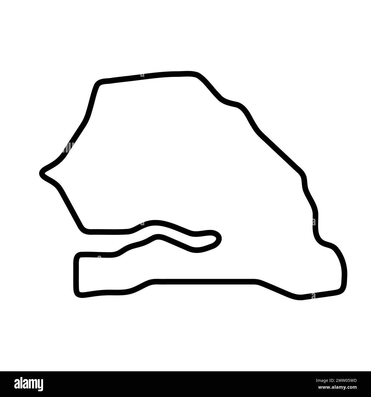 Mappa semplificata del paese del Senegal. Contorno nero spesso. Semplice icona vettoriale Illustrazione Vettoriale