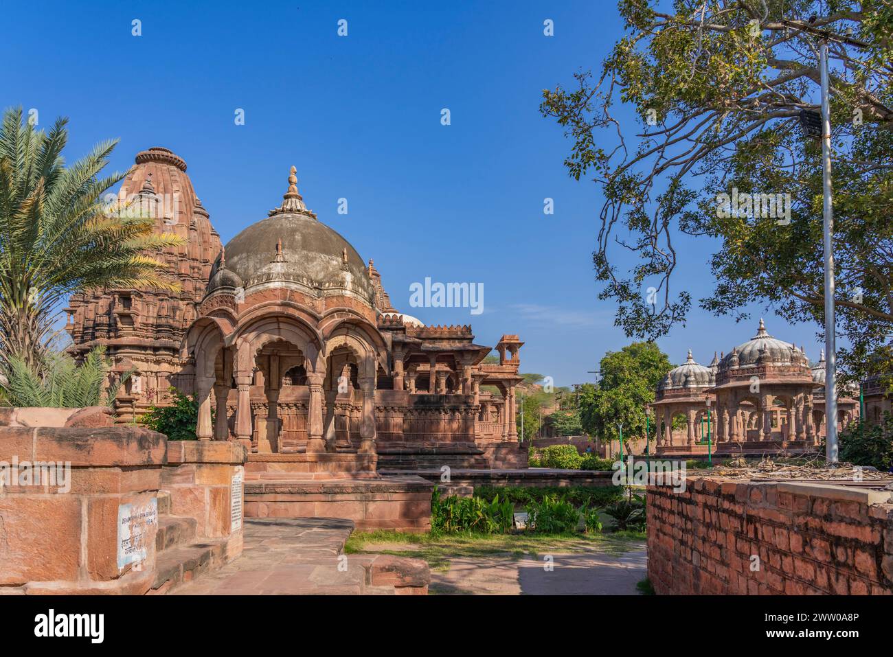 Templi di Mandore Garden. Mandore Garden a Jodhpur, Rajasthan Foto Stock