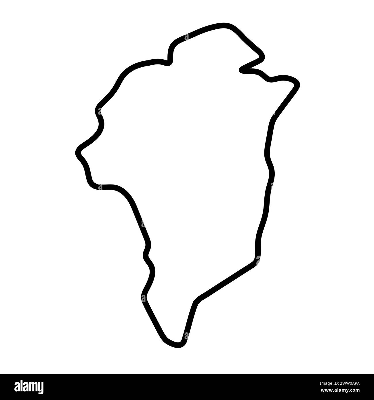 Mappa semplificata della Groenlandia. Contorno nero spesso. Semplice icona vettoriale Illustrazione Vettoriale
