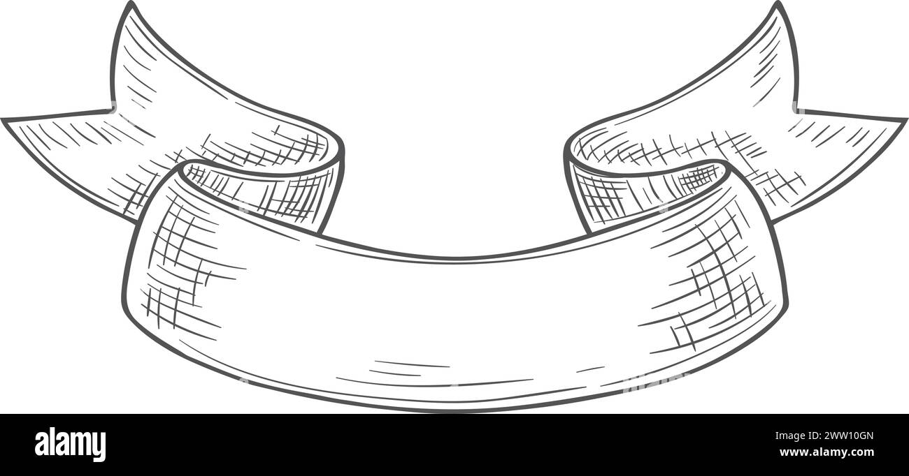 Incisione di etichette retrò. Modello di bandiera decorativo a nastro Illustrazione Vettoriale