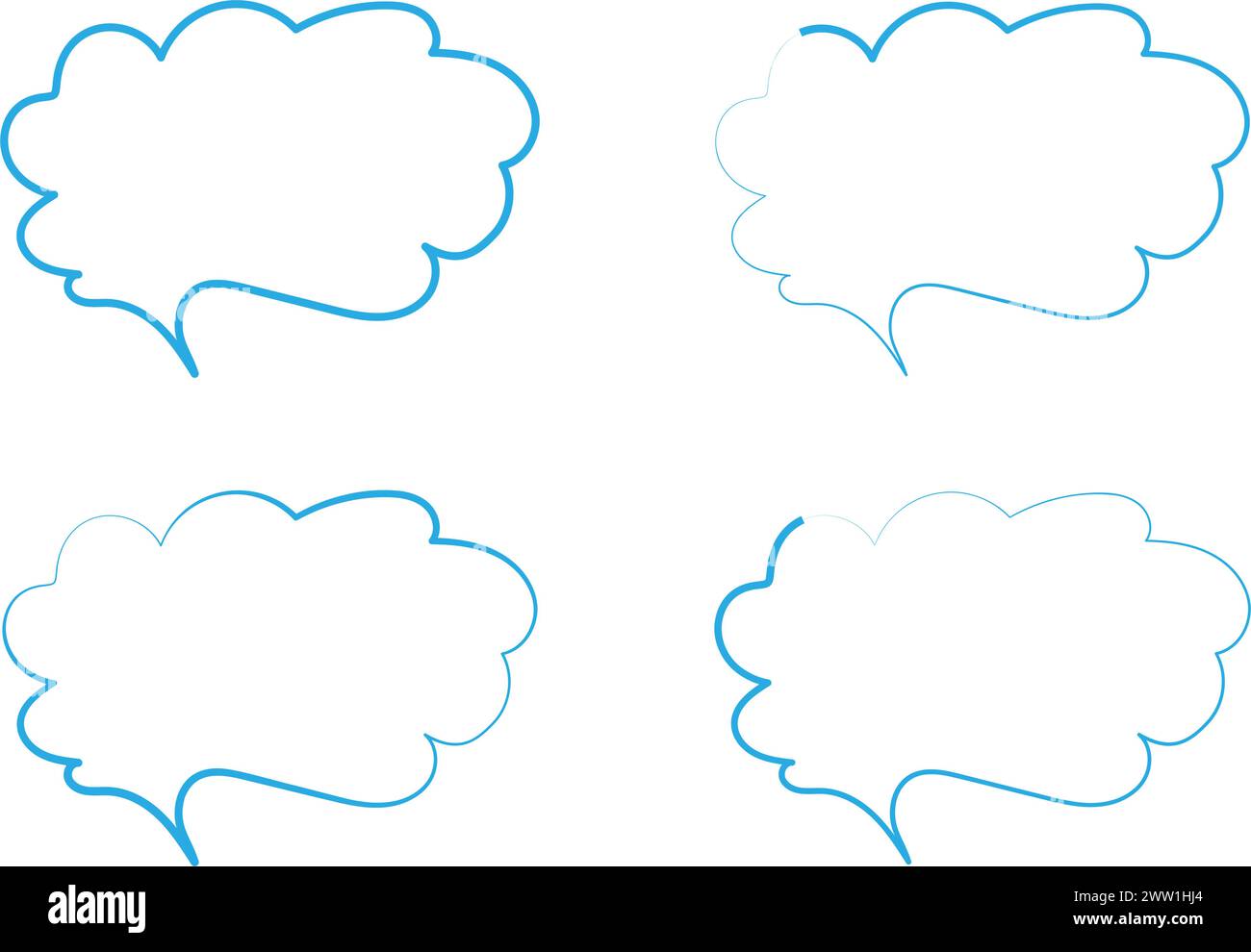 Elemento fumetti vocali manga disegnato a mano casella di chat vocale vuota. Illustrazione Vettoriale