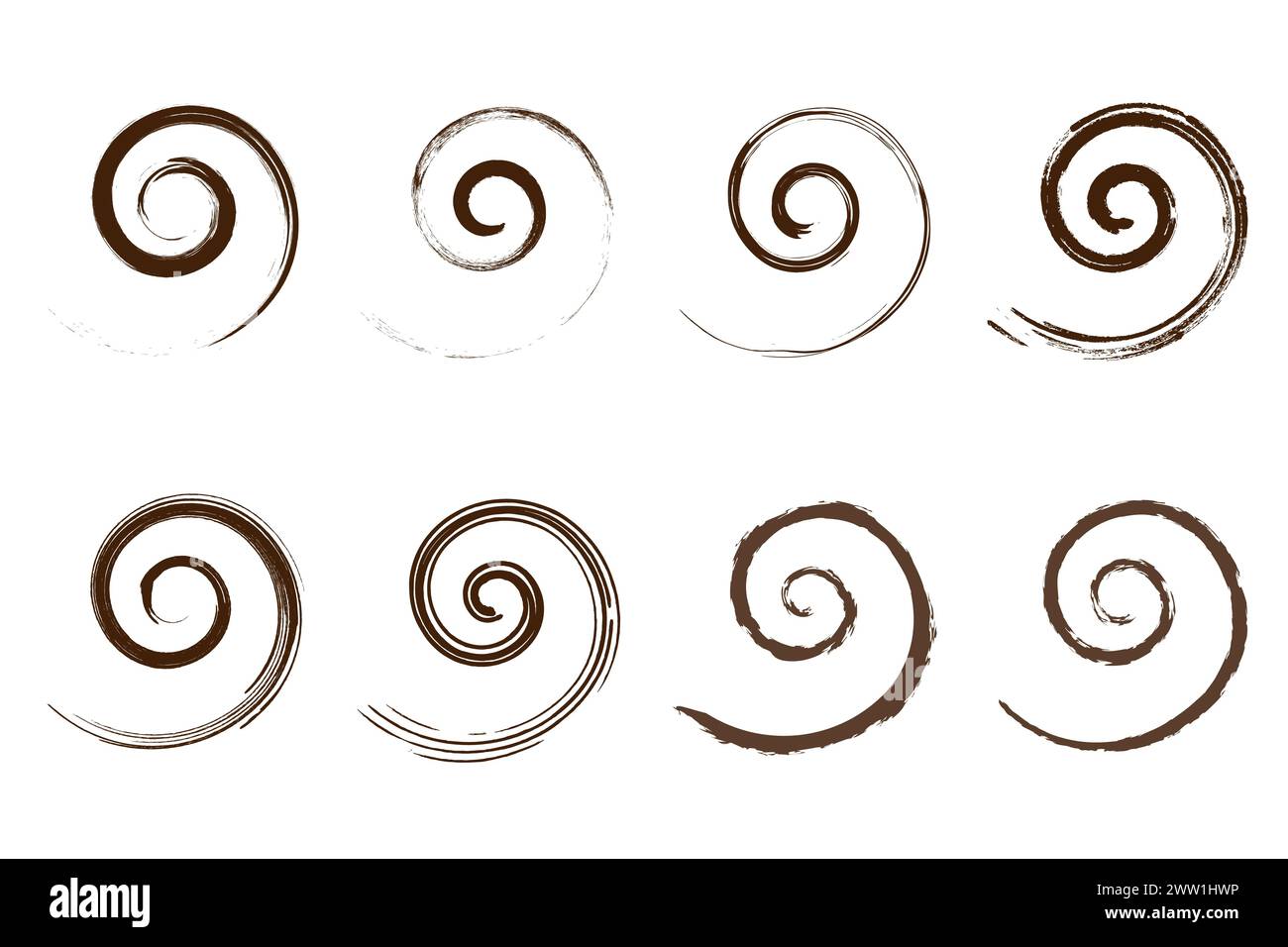 Icona a spirale texture grunge vintage in stile retrò, pennello vettoriale con simbolo in angoscia. Illustrazione Vettoriale