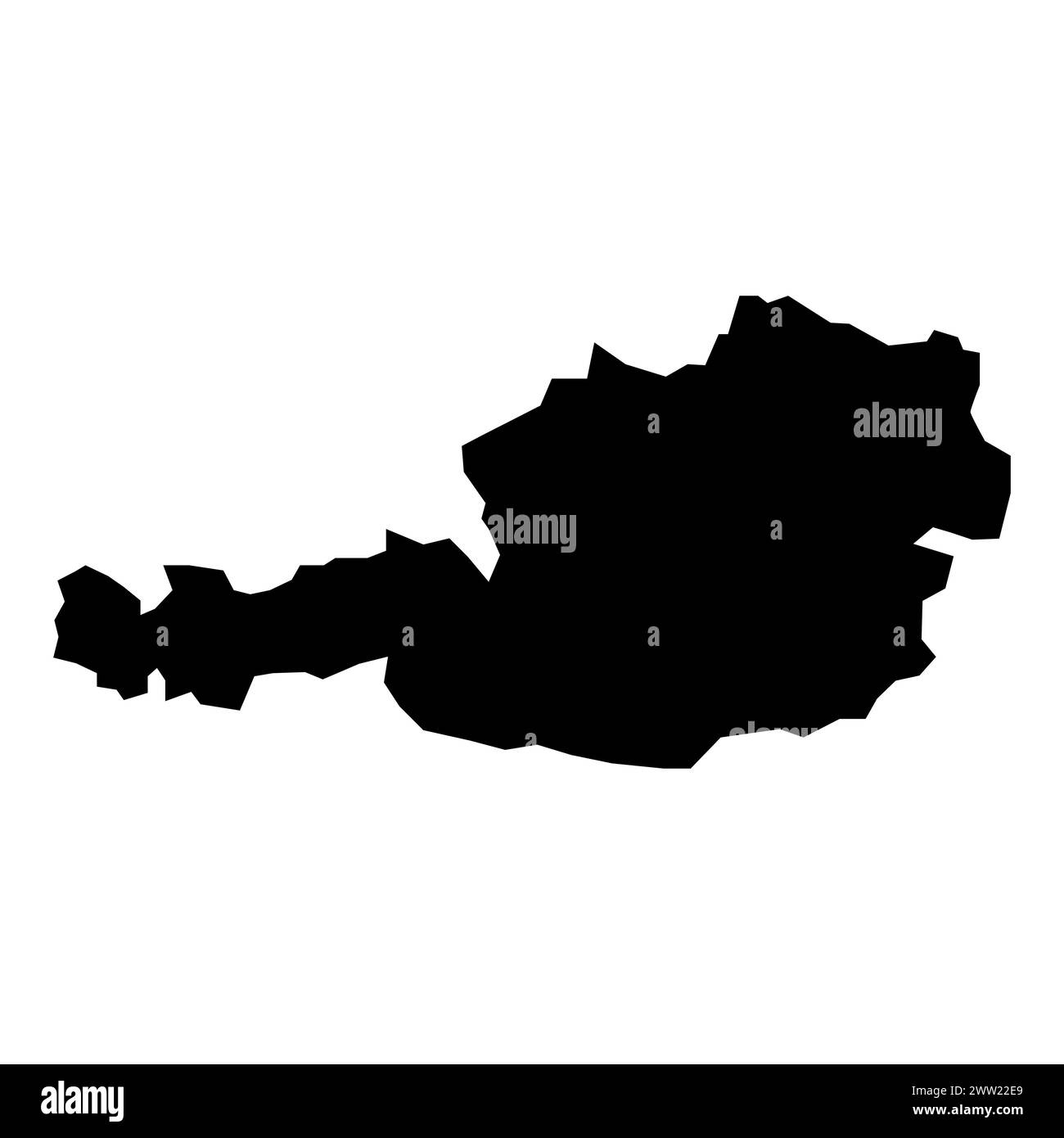 mappa vettoriale nera dell'austria su sfondo bianco Illustrazione Vettoriale