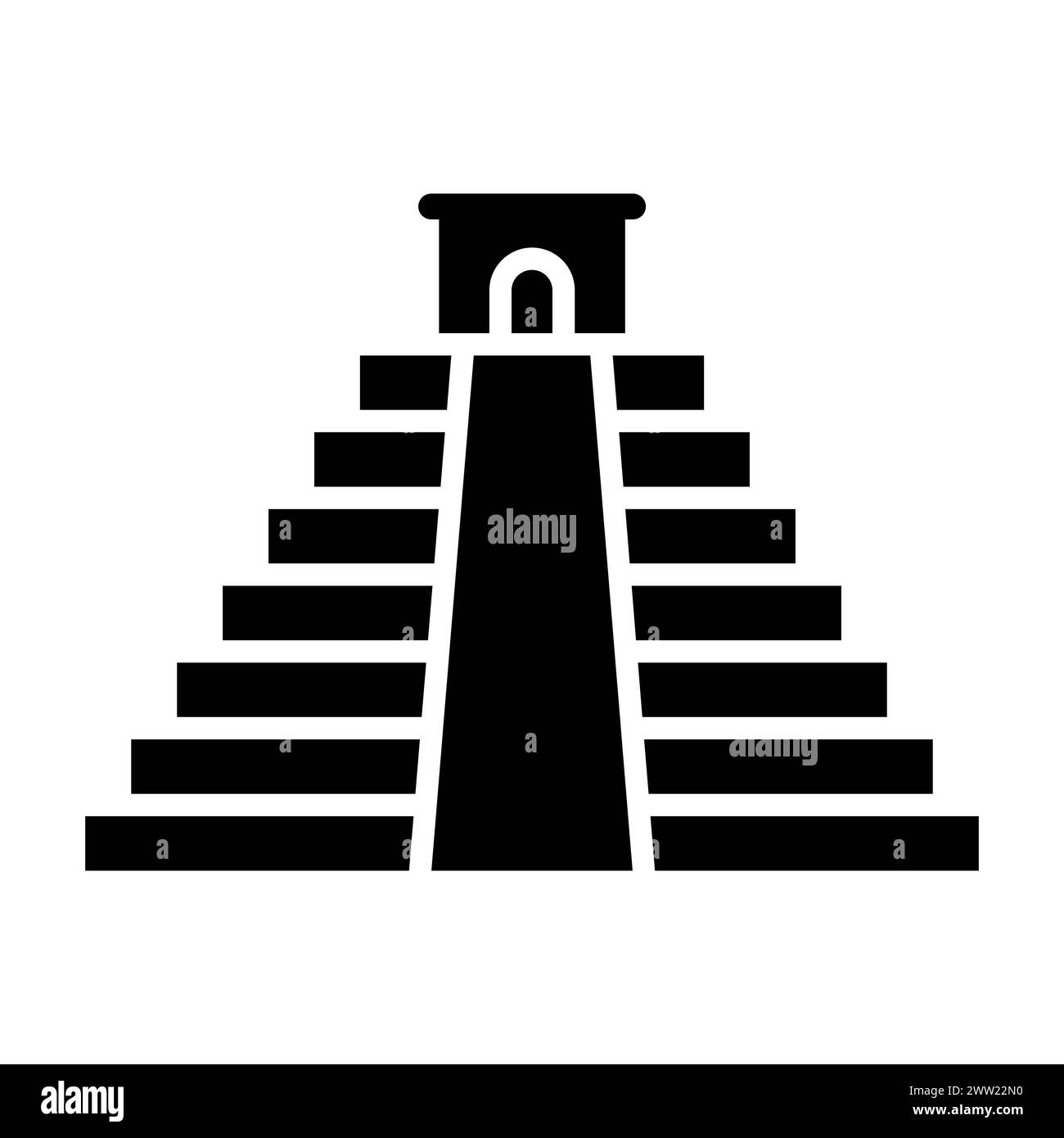 icona nera del tempio azteco vettoriale su sfondo bianco Illustrazione Vettoriale