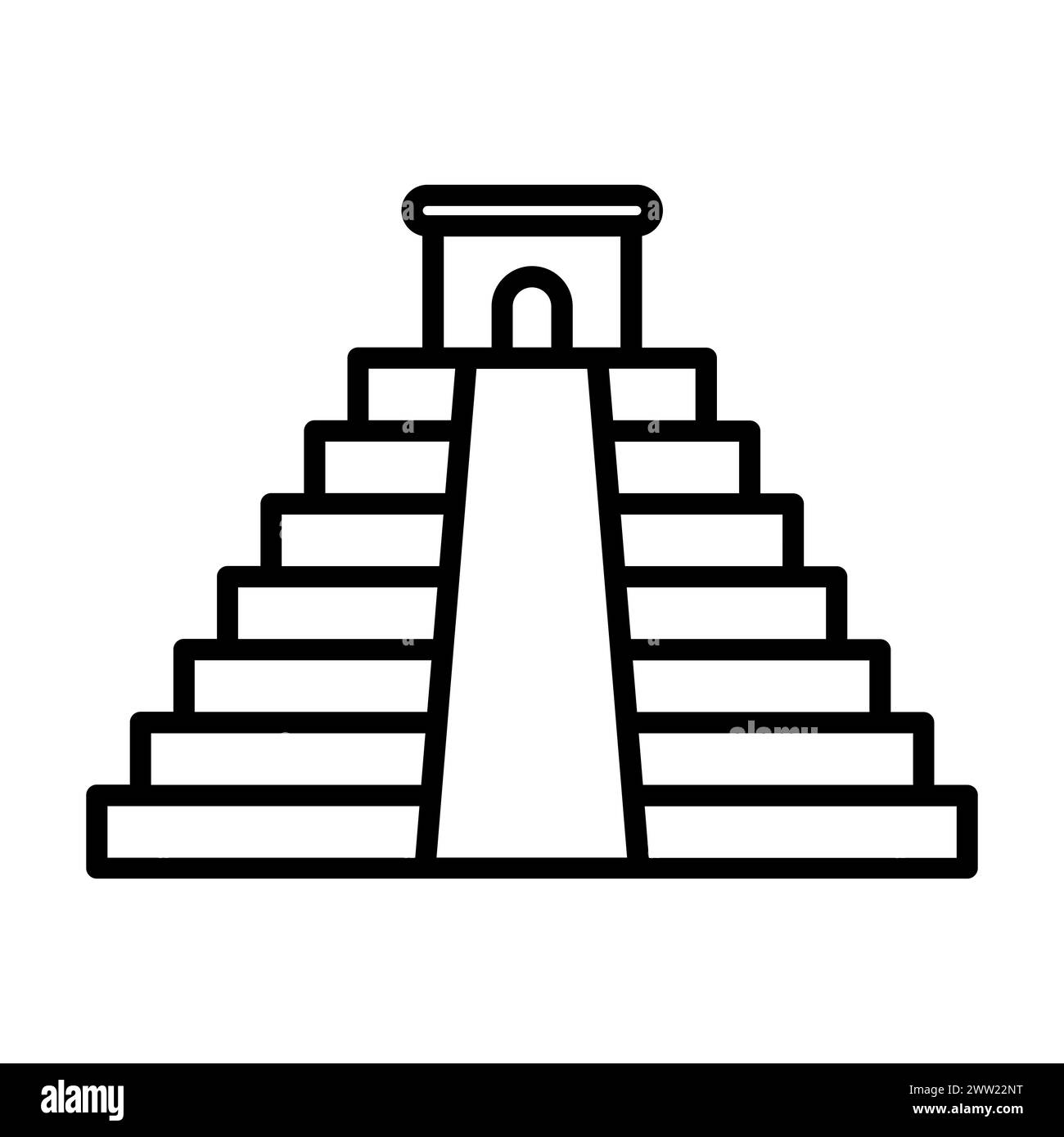 icona nera del tempio azteco vettoriale su sfondo bianco Illustrazione Vettoriale