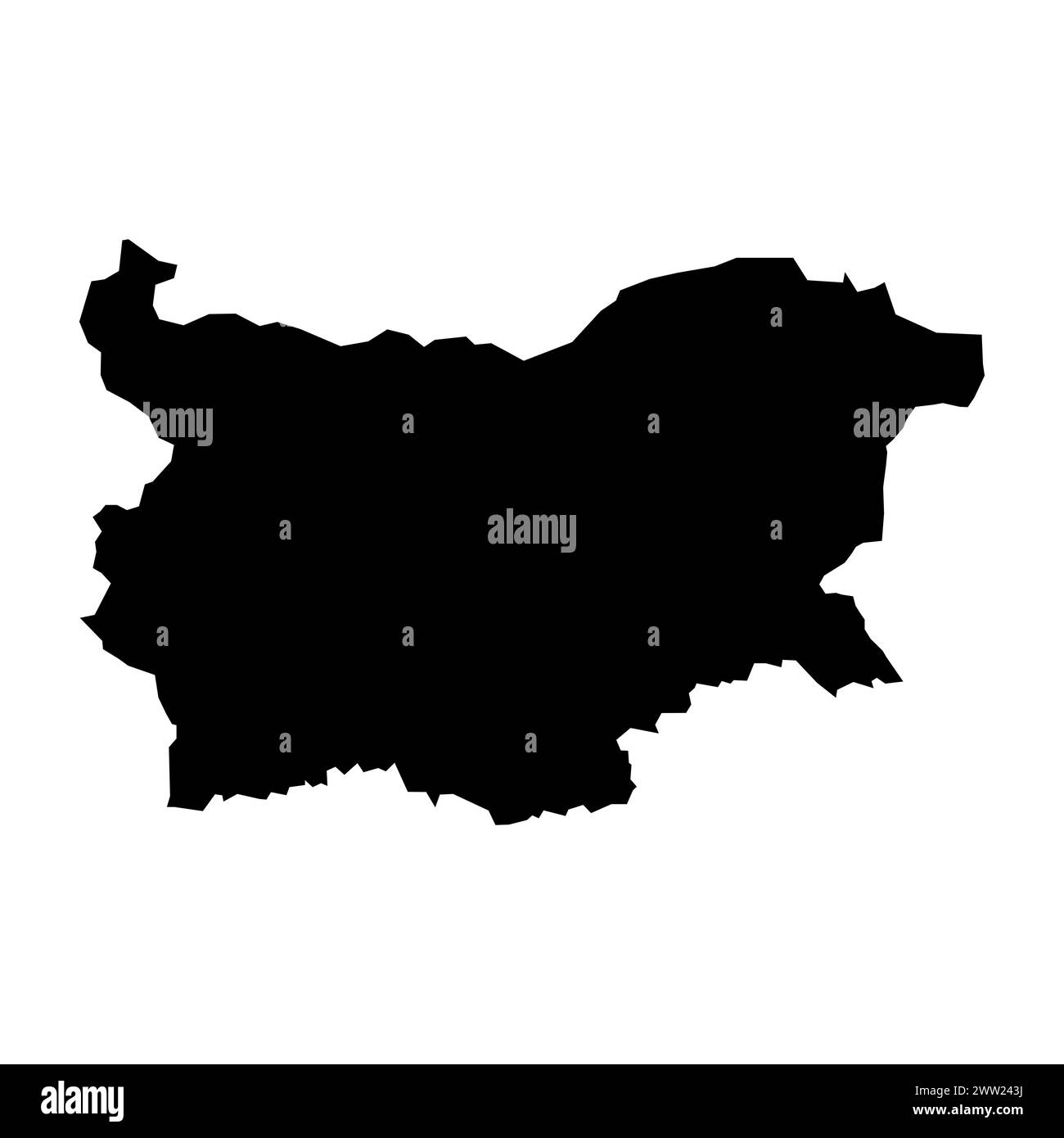 mappa della bulgaria vettoriale nera su sfondo bianco Illustrazione Vettoriale