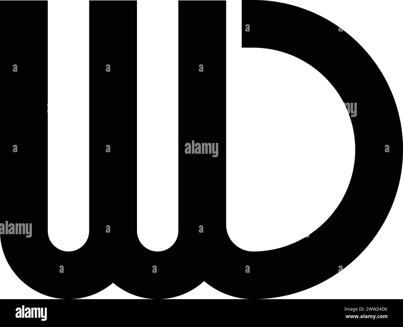 Design dell'illustrazione vettoriale del logo WD Letter Illustrazione Vettoriale