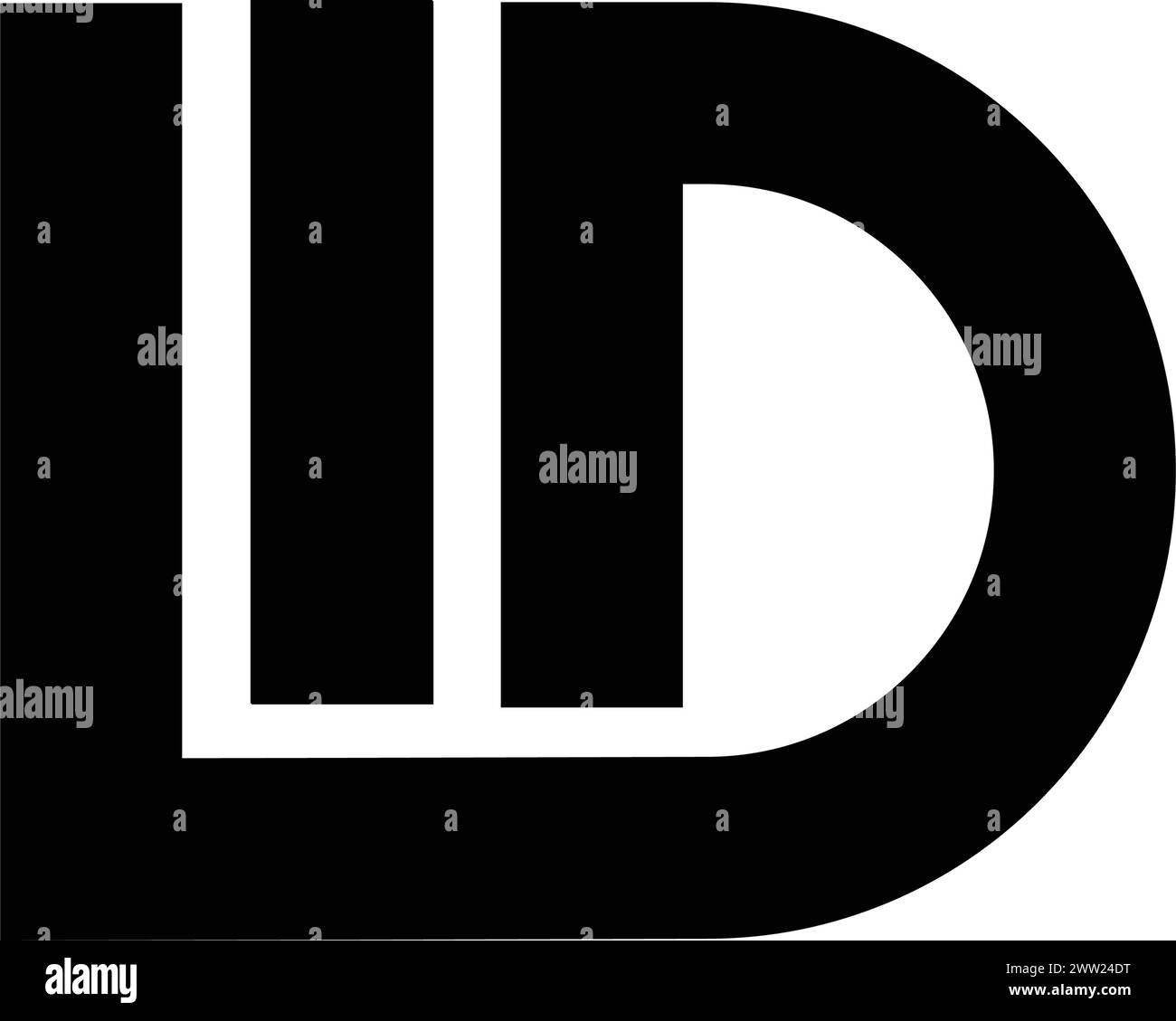 Design dell'illustrazione vettoriale del logo WD Letter Illustrazione Vettoriale