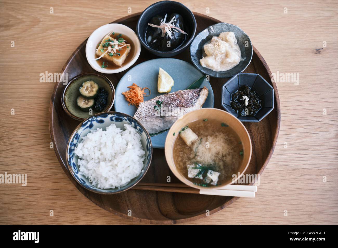 pranzo a base di pesce di okinawa Foto Stock