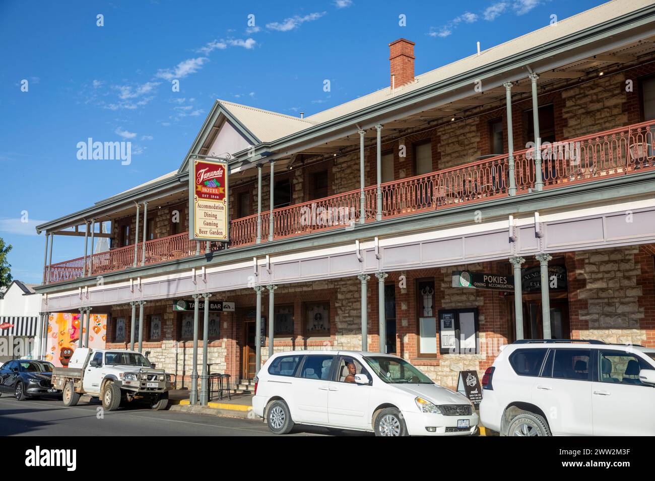 Tanunda hotel e pub pubblico bar nel centro di Tanunda, Barossa Valley, Australia meridionale, 2024 Foto Stock