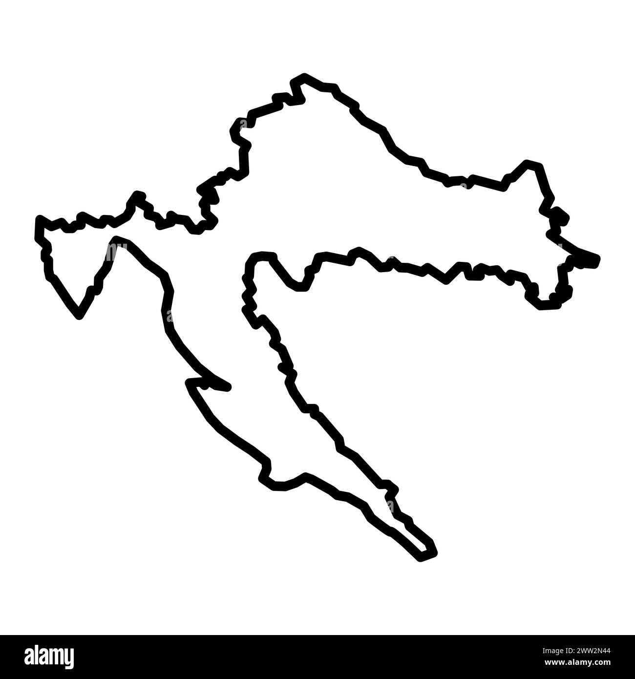 mappa del contorno della croazia vettoriale su sfondo bianco Illustrazione Vettoriale