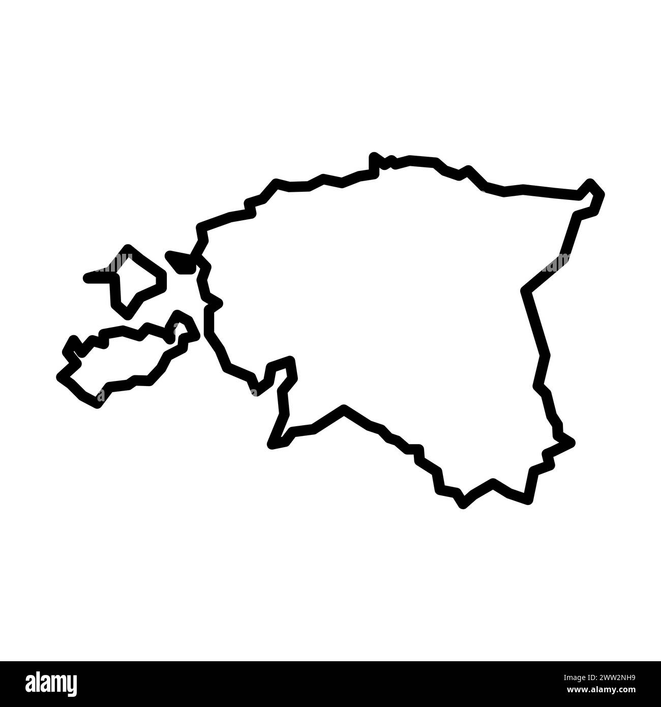 mappa del contorno dell'estonia vettoriale su sfondo bianco Illustrazione Vettoriale