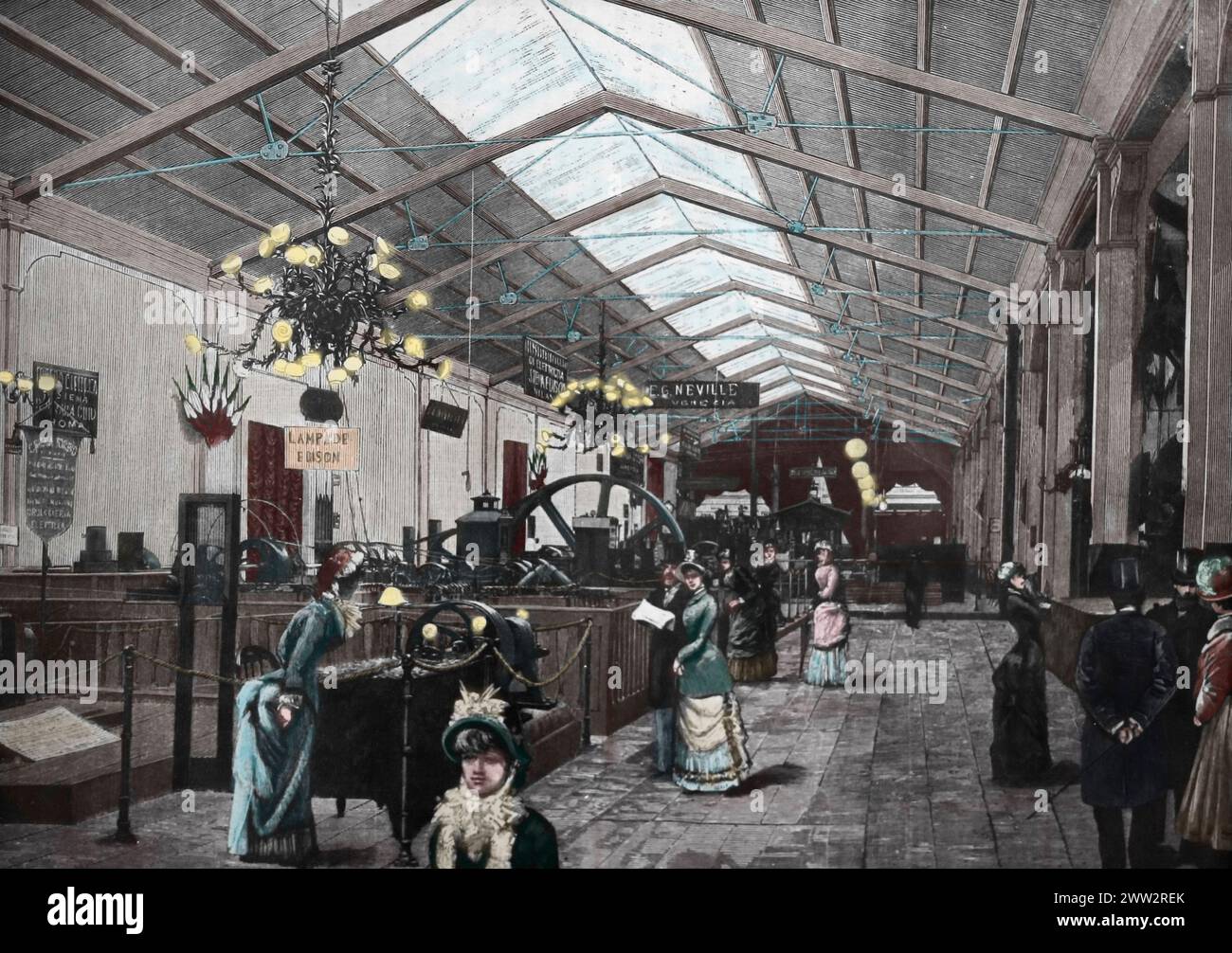 Regno d'Italia. Esposizioni, tecnologia, innovazione. Galleria di elettricità all'esposizione di Torino, 1884. Italia. Di una riproduzione fotografica Foto Stock