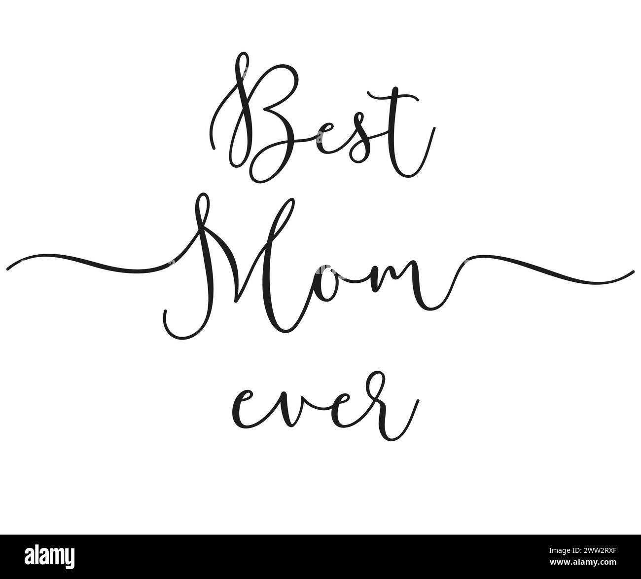 La migliore mamma di sempre a calligrafia nera. Scritta Happy Mothers Day con decorazione a pennello. Illustrazione vettoriale Illustrazione Vettoriale