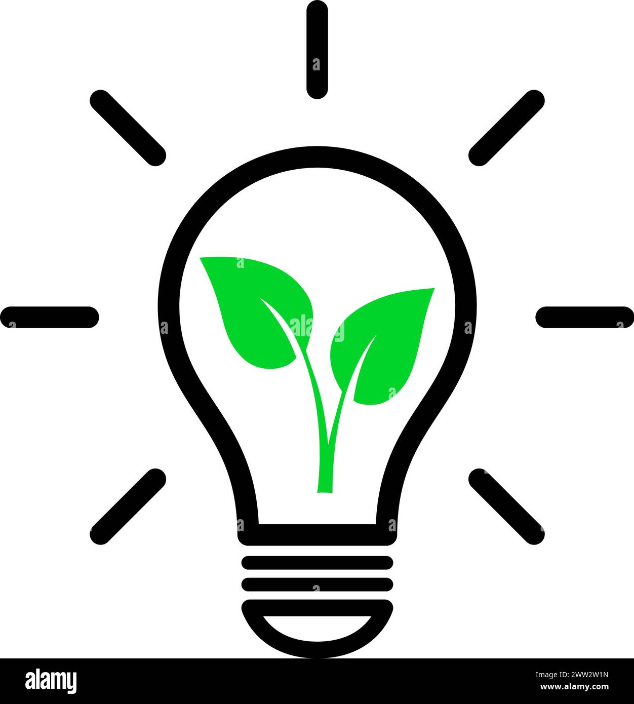 Energia verde come lampadine e icone a foglia per il concetto mobile e il web design Illustrazione Vettoriale