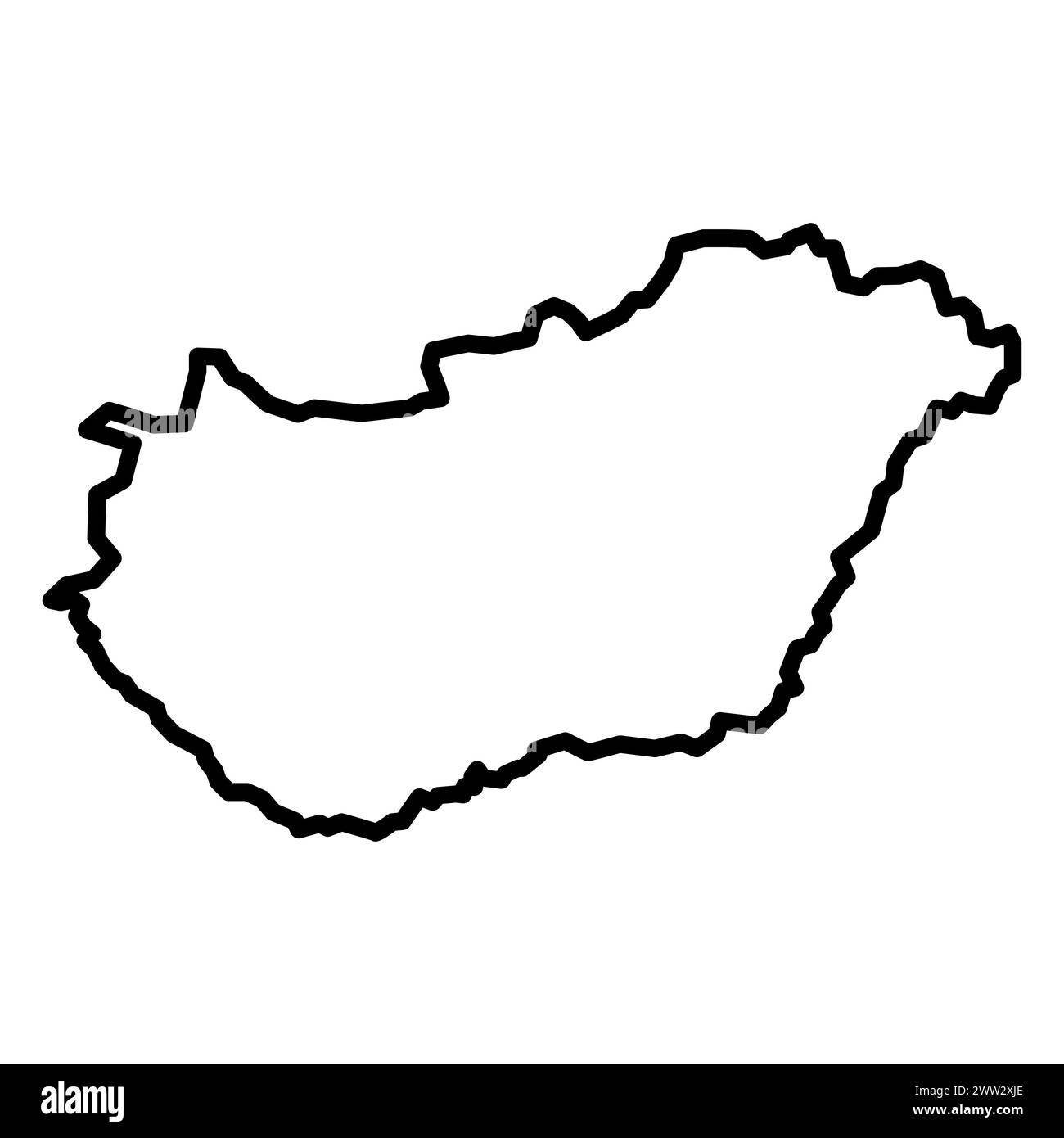 mappa del contorno dell'ungheria vettoriale su sfondo bianco Illustrazione Vettoriale