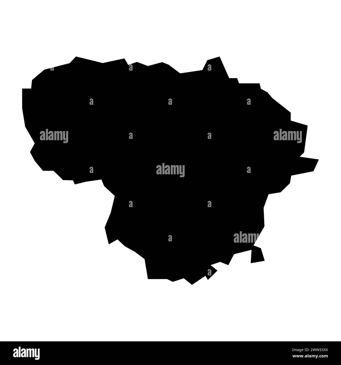 mappa della lituania vettoriale nera su sfondo bianco Illustrazione Vettoriale