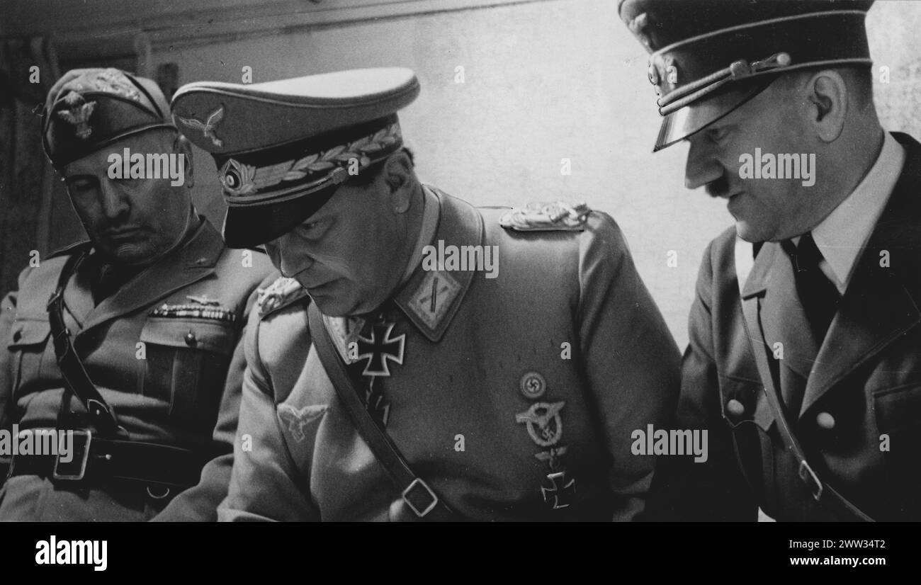 Benito Mussolini, Hermann Goring i Adolf Hitler. 1941-08-30 Foto Stock