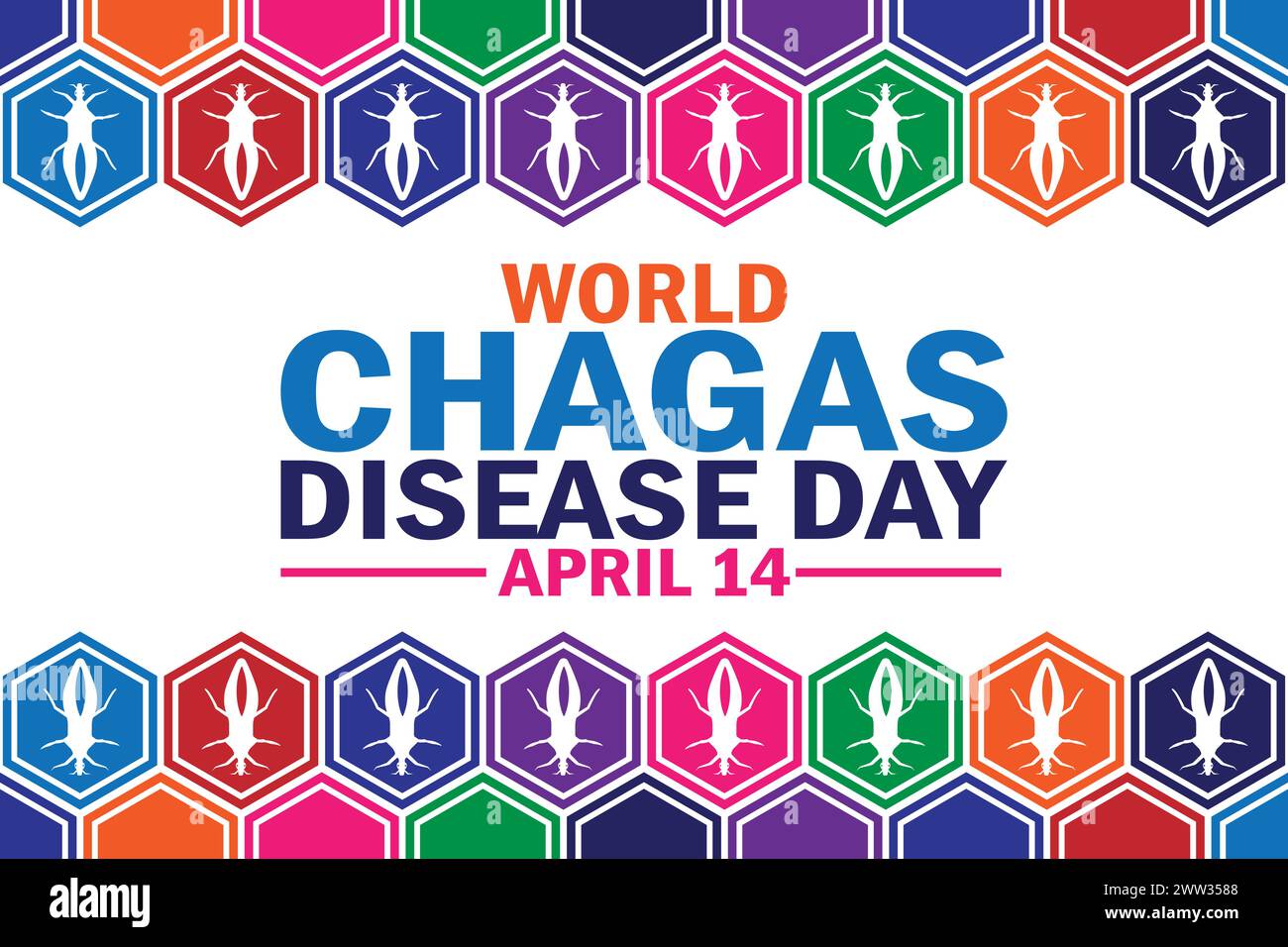 Sfondo World Chagas Disease Day con forme e tipografia. Giornata mondiale della malattia di Chagas, contesto Illustrazione Vettoriale