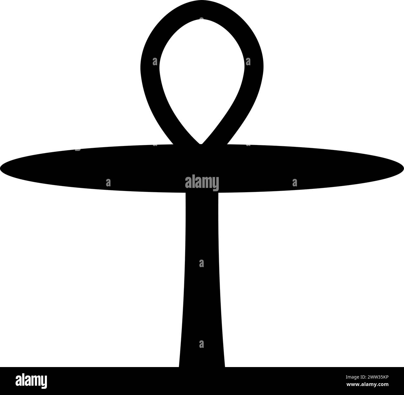 Ankh croce simbolo religioso mistico. Faraone spirituale dell'Egitto segno della cultura tradizionale di culto e venerazione. Semplice iso vettoriale in bianco e nero Illustrazione Vettoriale