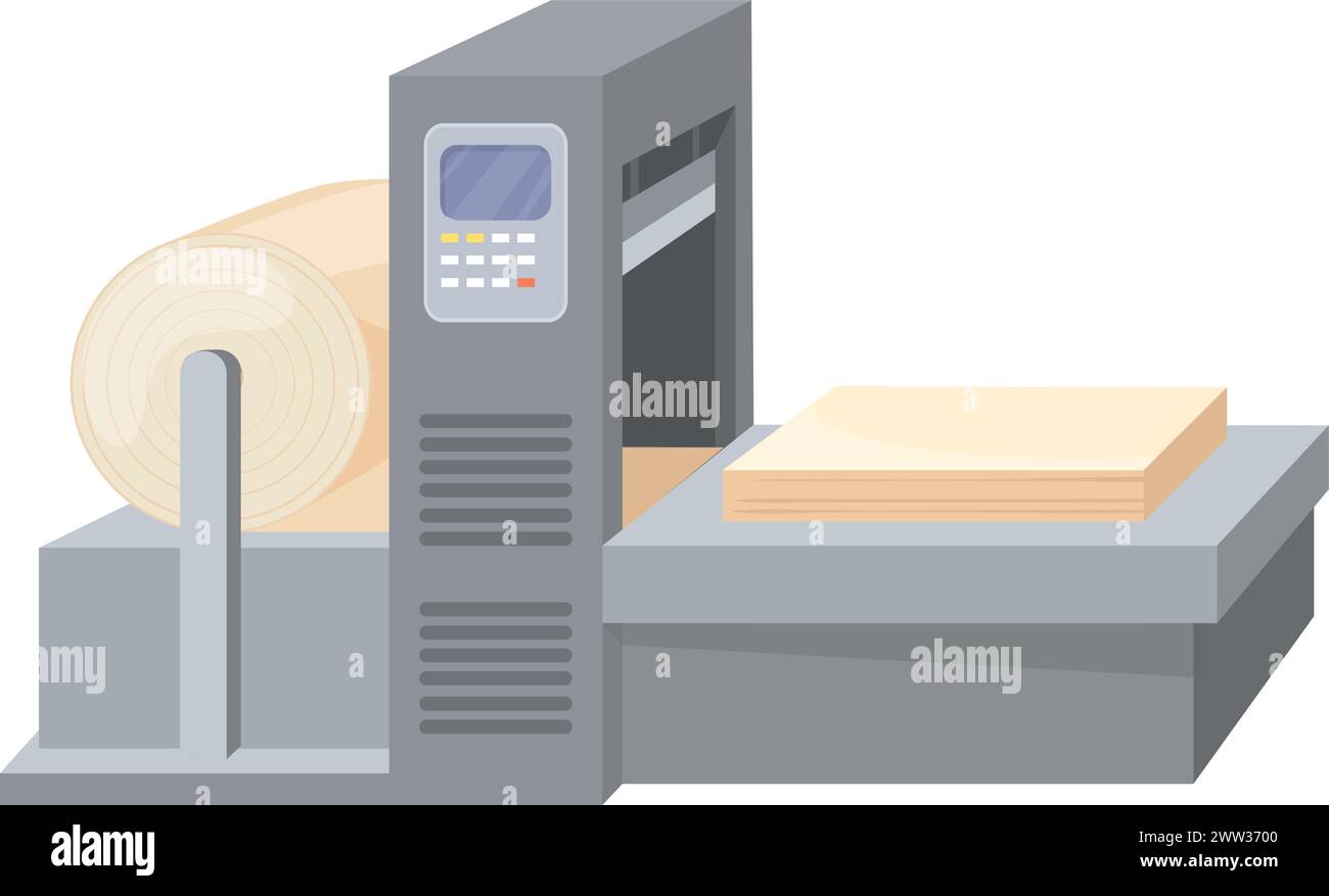 Trasportatore per fabbrica di legno. Industria della lavorazione del legno isolata su sfondo bianco Illustrazione Vettoriale