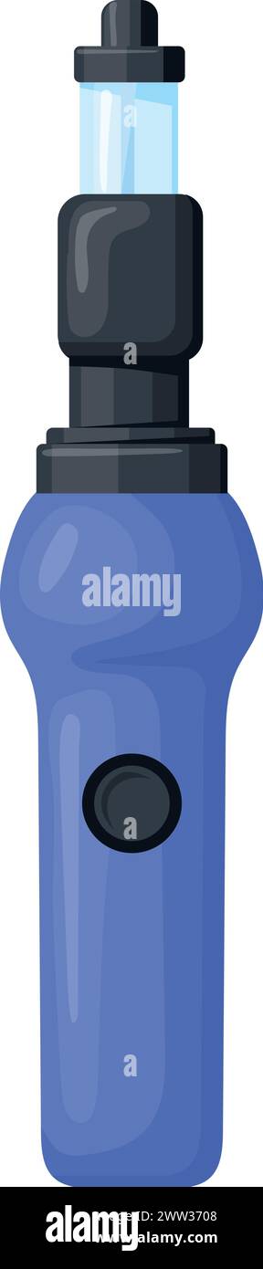 Nicotina che fuma sigaretta. Icona del cartone animato del dispositivo Vaporing isolata su sfondo bianco Illustrazione Vettoriale