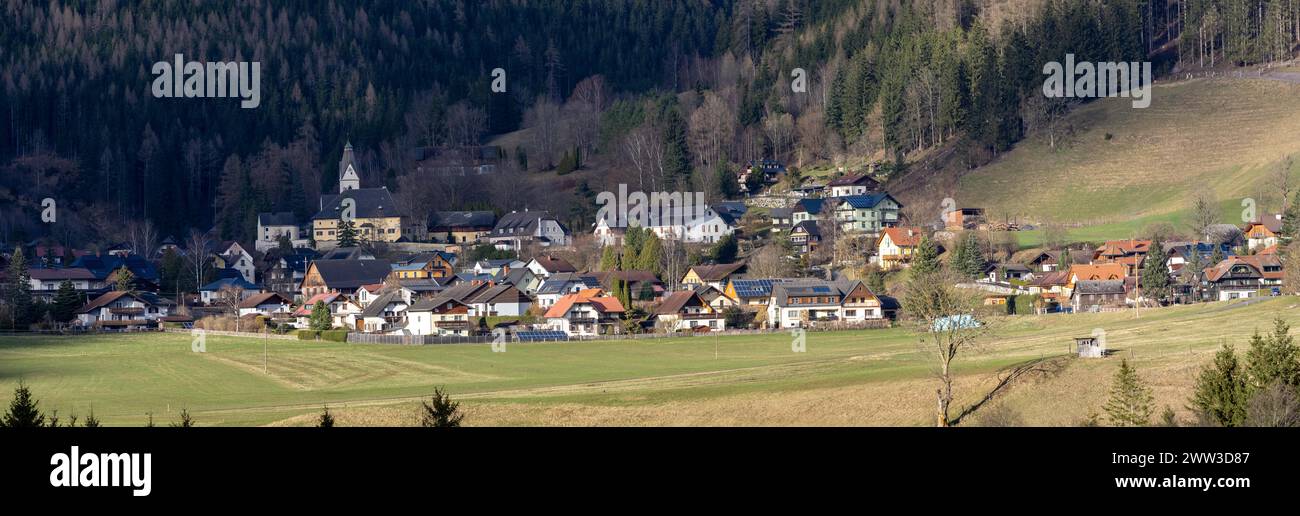 Oberort, comune di Tragoess-St Katharein, vista panoramica, Stiria, Austria Foto Stock