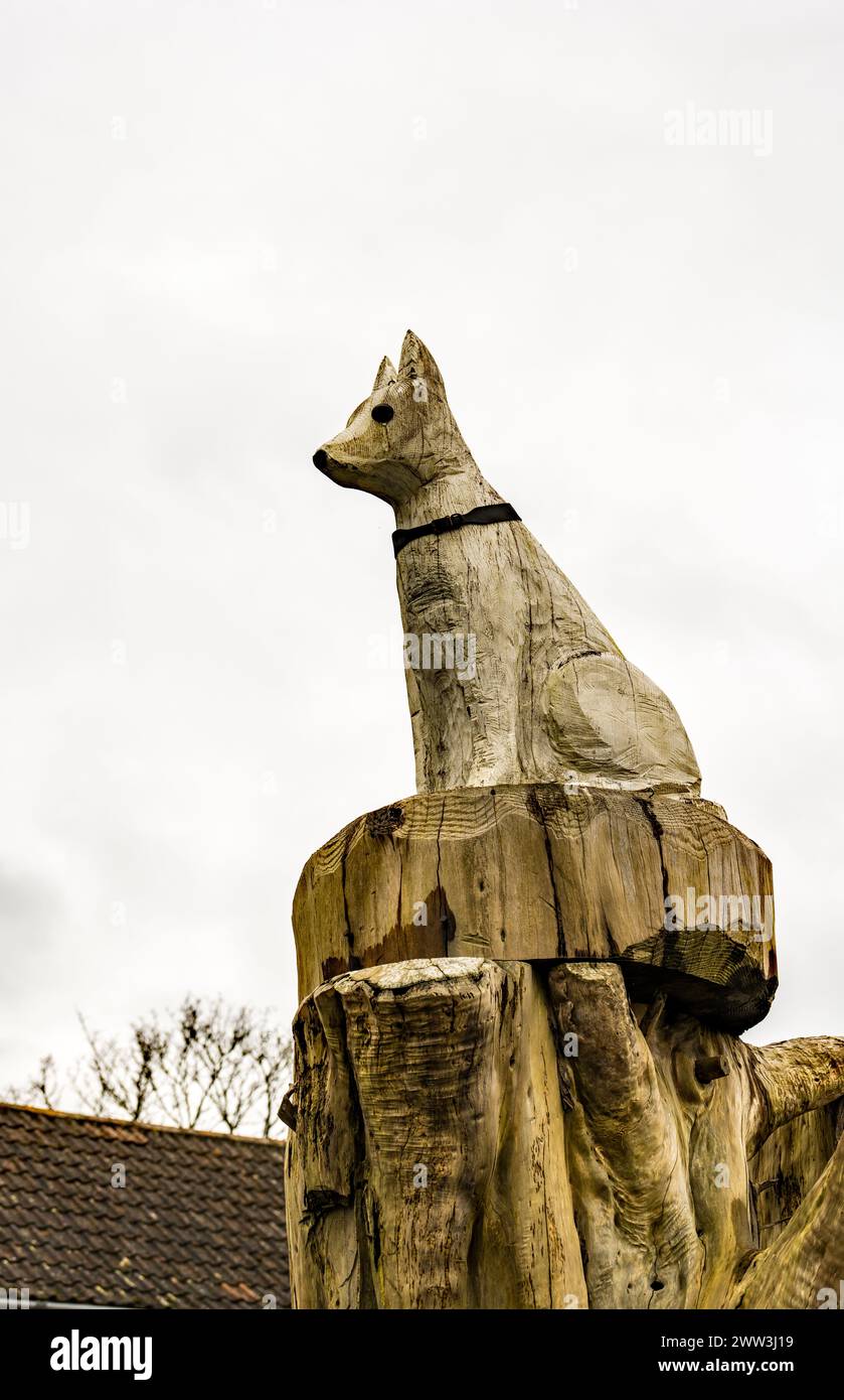 Un albero che intaglia un cane. Foto Stock