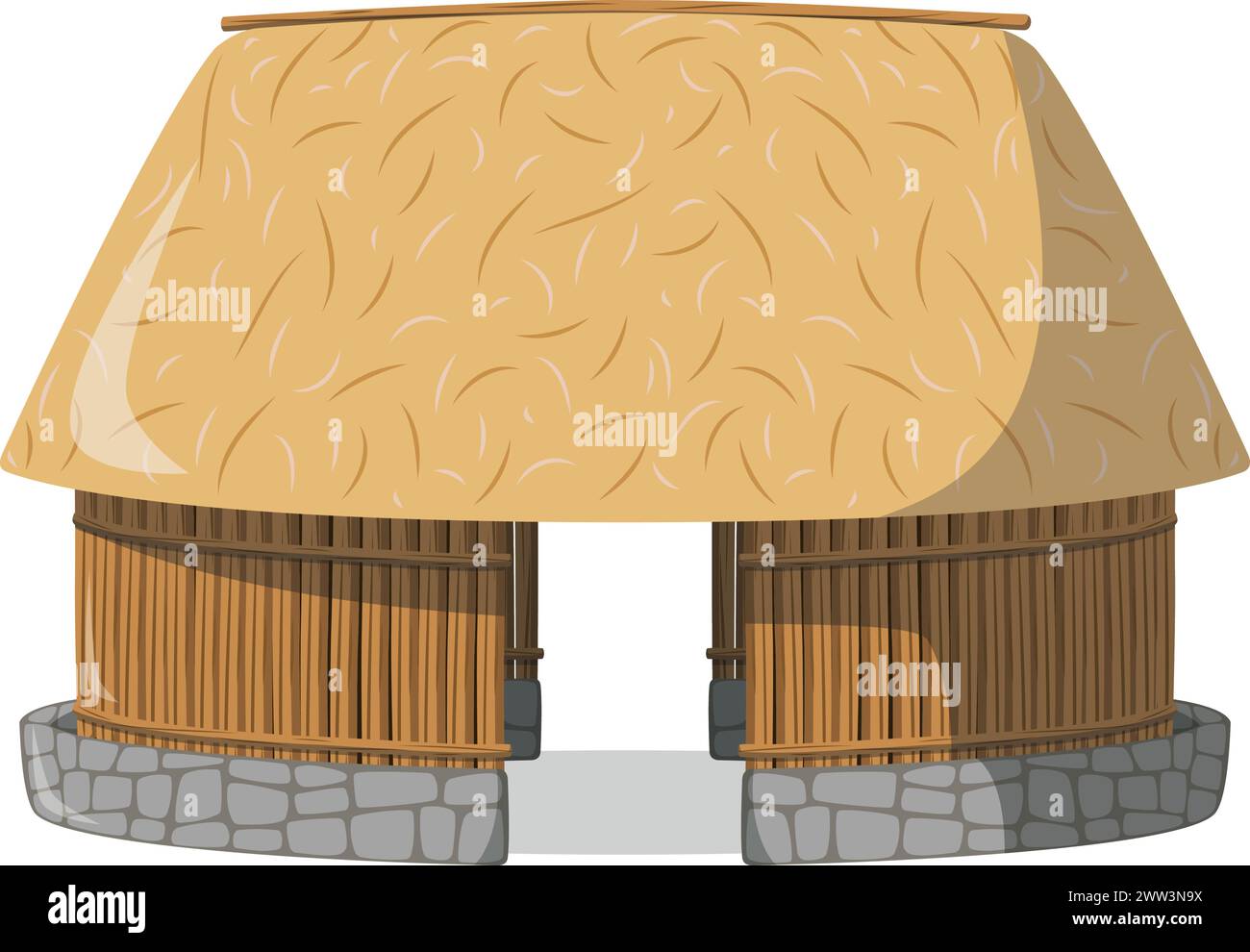 Illustrazione vettoriale di una tradizionale casa Maya Palapa in stile cartoni animati isolata su sfondo bianco. Case tradizionali delle World Series Illustrazione Vettoriale