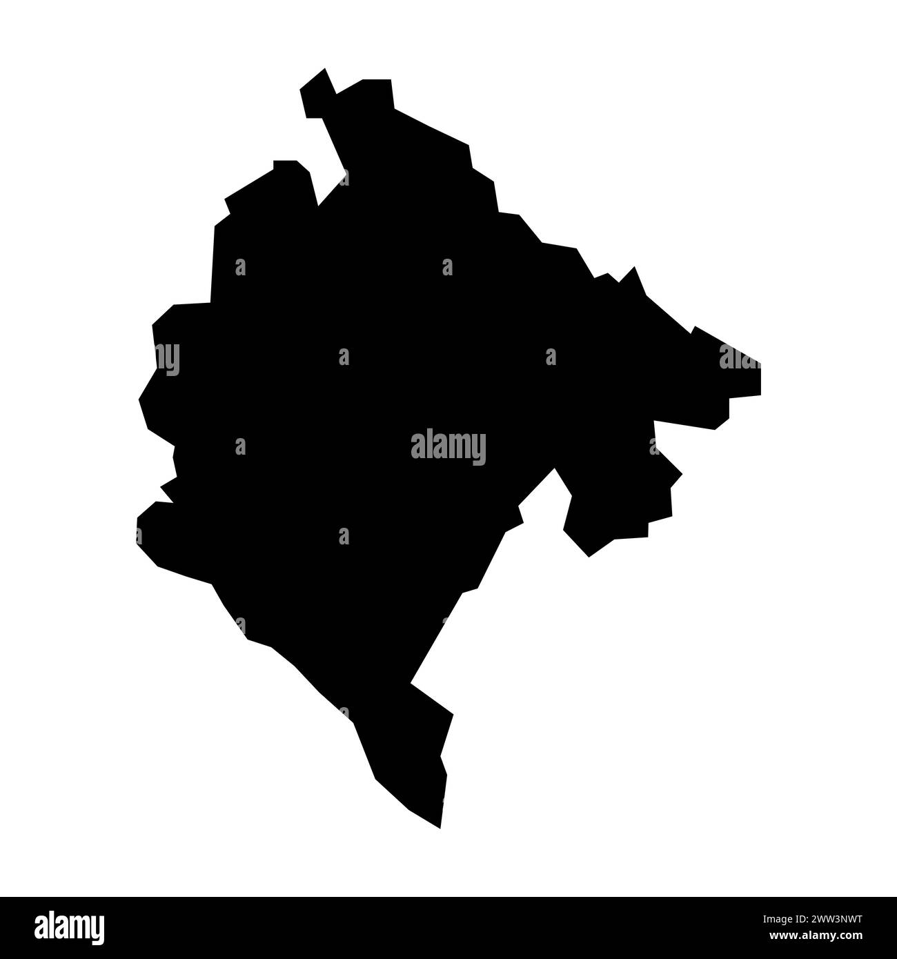 mappa nera del montenegro vettoriale su sfondo bianco Illustrazione Vettoriale