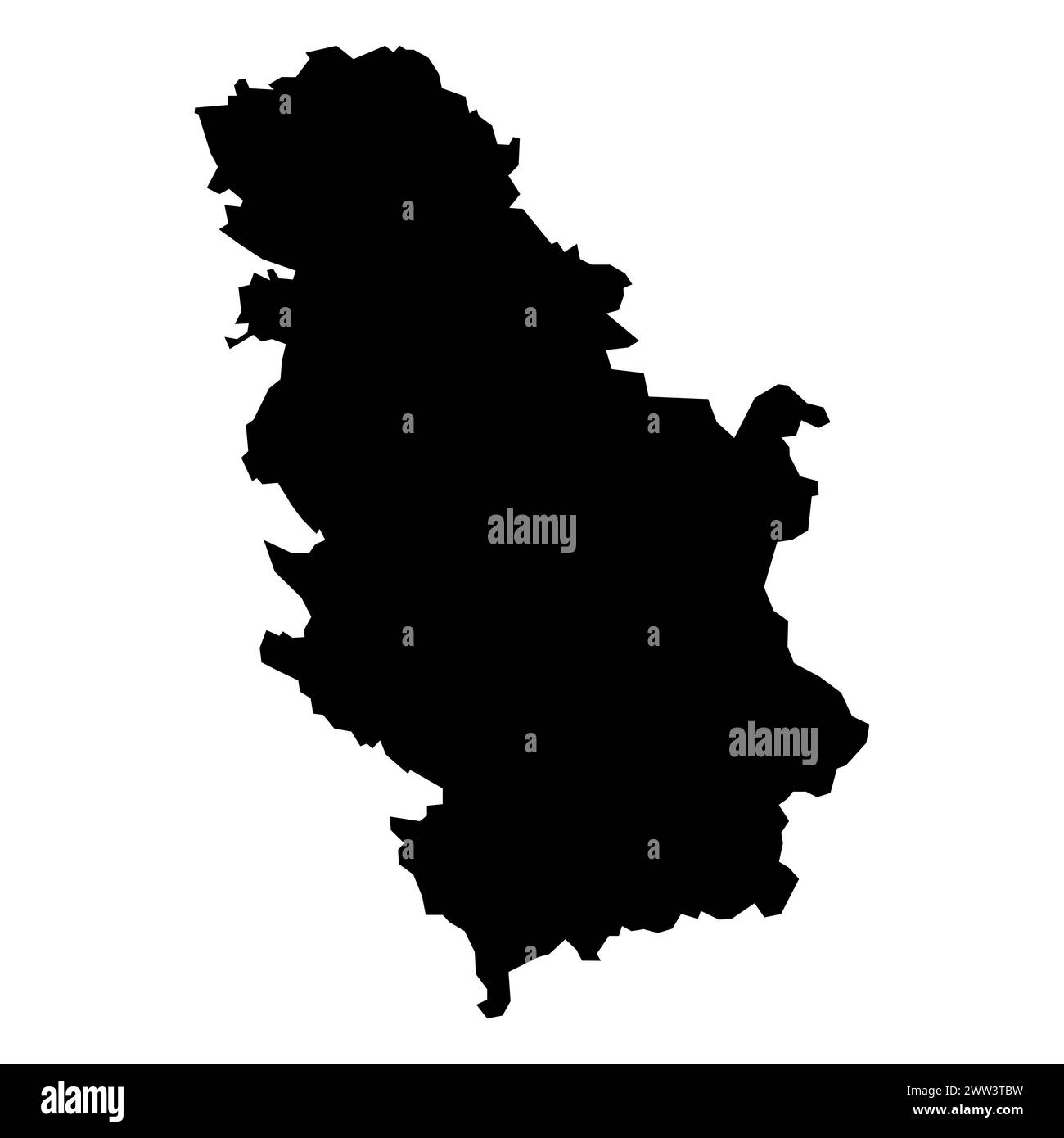 mappa nera della serbia vettoriale su sfondo bianco Illustrazione Vettoriale