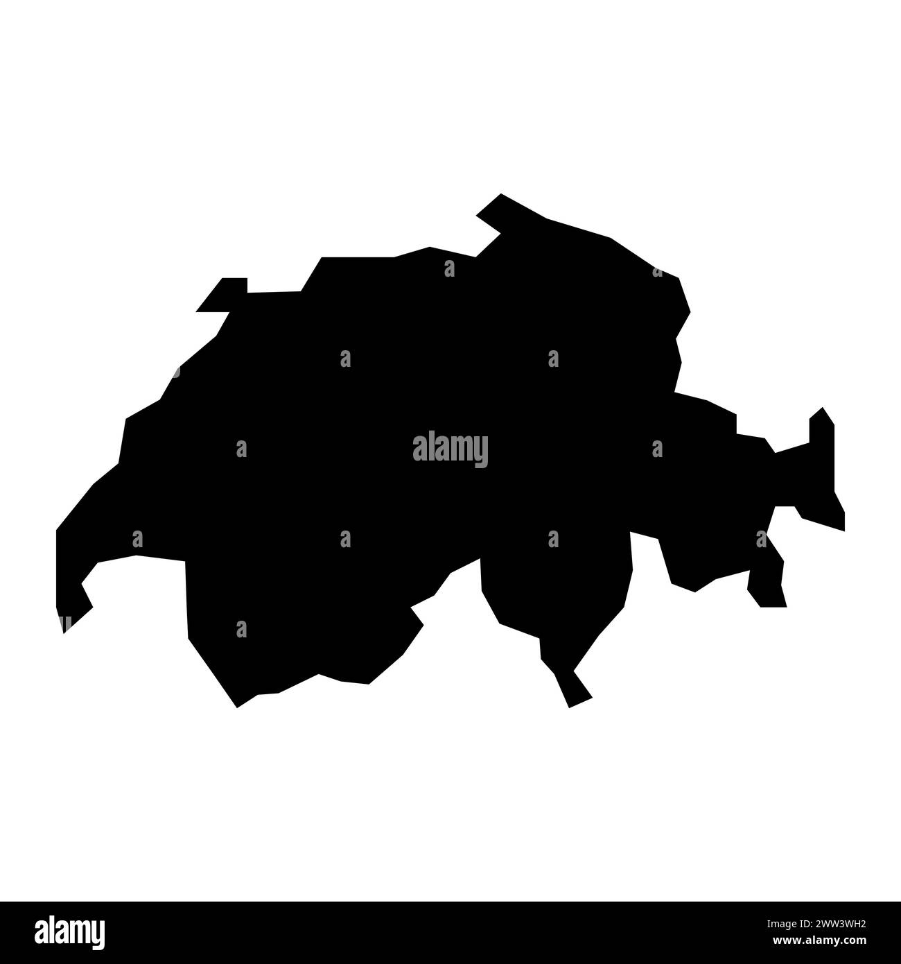 mappa della svizzera vettoriale nera su sfondo bianco Illustrazione Vettoriale