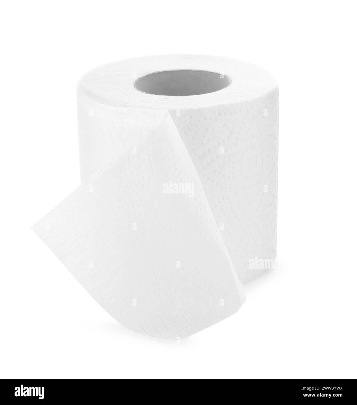 Rotolo di carta igienica isolato su bianco Foto Stock