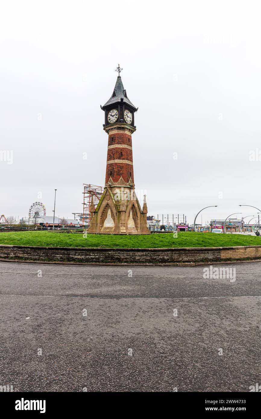 Skegness clock tower, clock tower, Roundabout, skegness, Lincolnshire, Regno Unito, Inghilterra, Skegness Town, Skegness UK, Skeggy, skeg vegas, Skegness, Inghilterra, Foto Stock