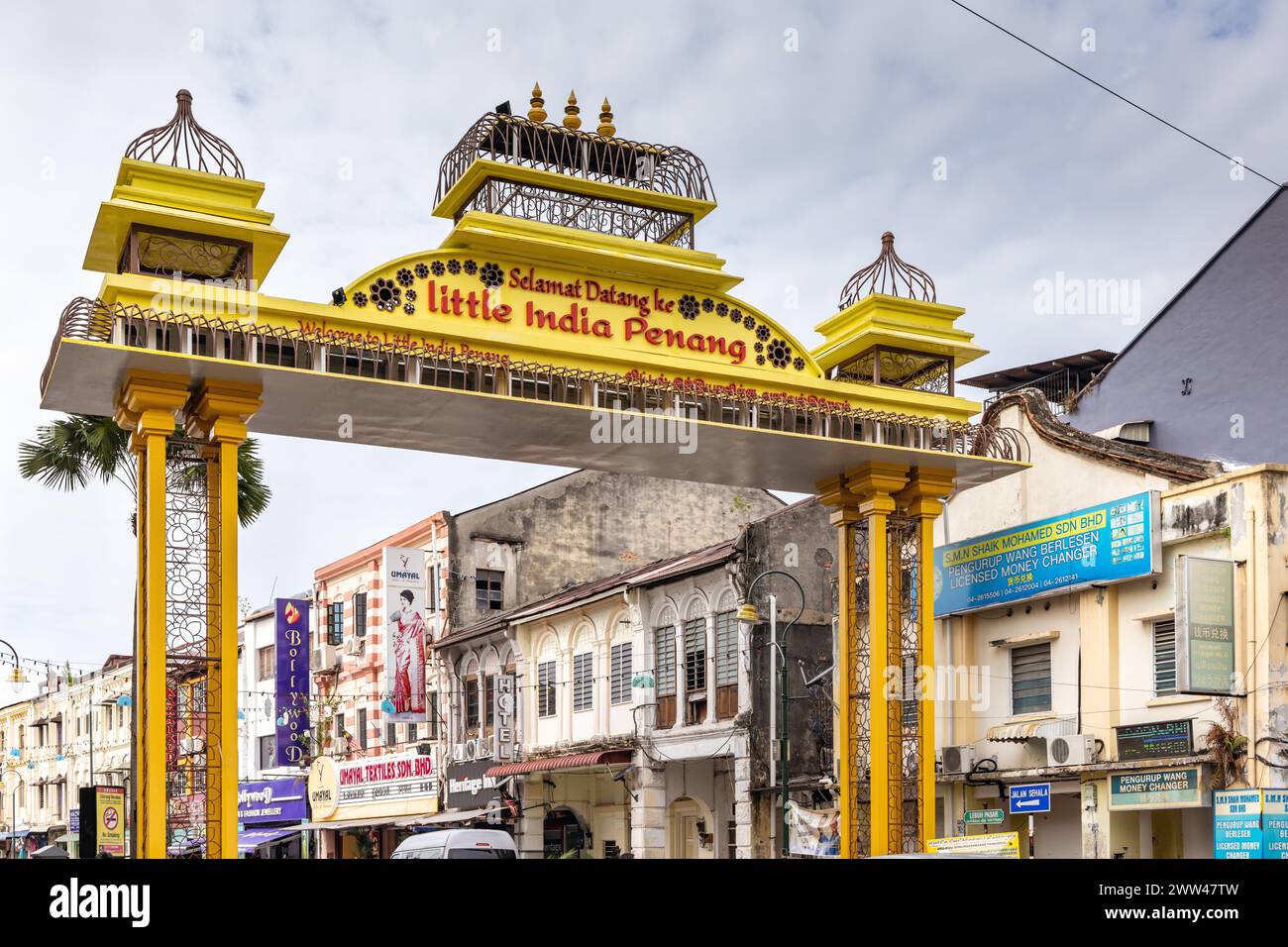 Il quartiere Little India si trova nel cuore di Georgetown, la capitale di Penang, Malesia Foto Stock