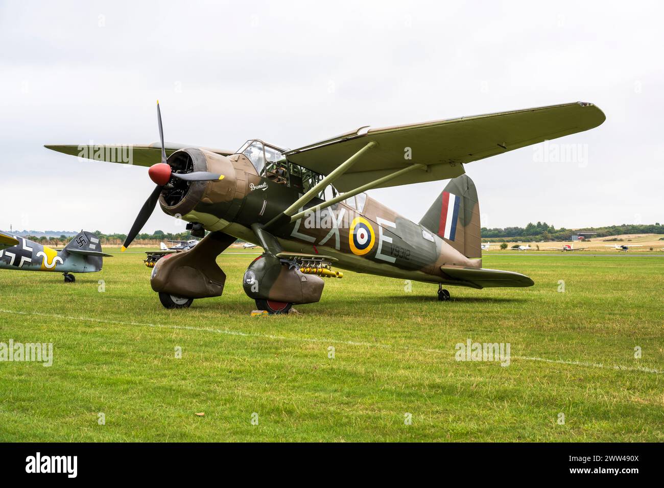 Westland Lysander Mk III V9312 (G-CCOM) al Duxford Battle of Britain Air Show 2022, Duxford Airfield, Cambridgeshire, Inghilterra, Regno Unito Foto Stock