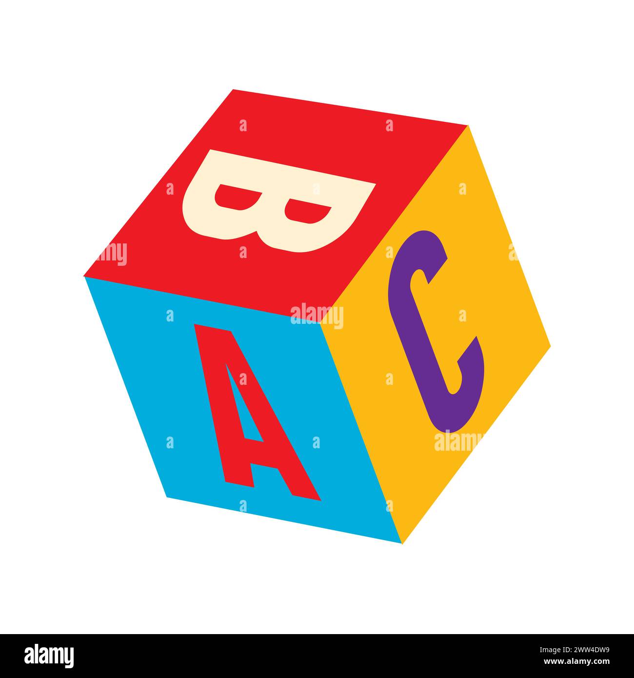 Blocco cubo 3d alfabetico con Un'icona lettere B C. Illustrazione Vettoriale