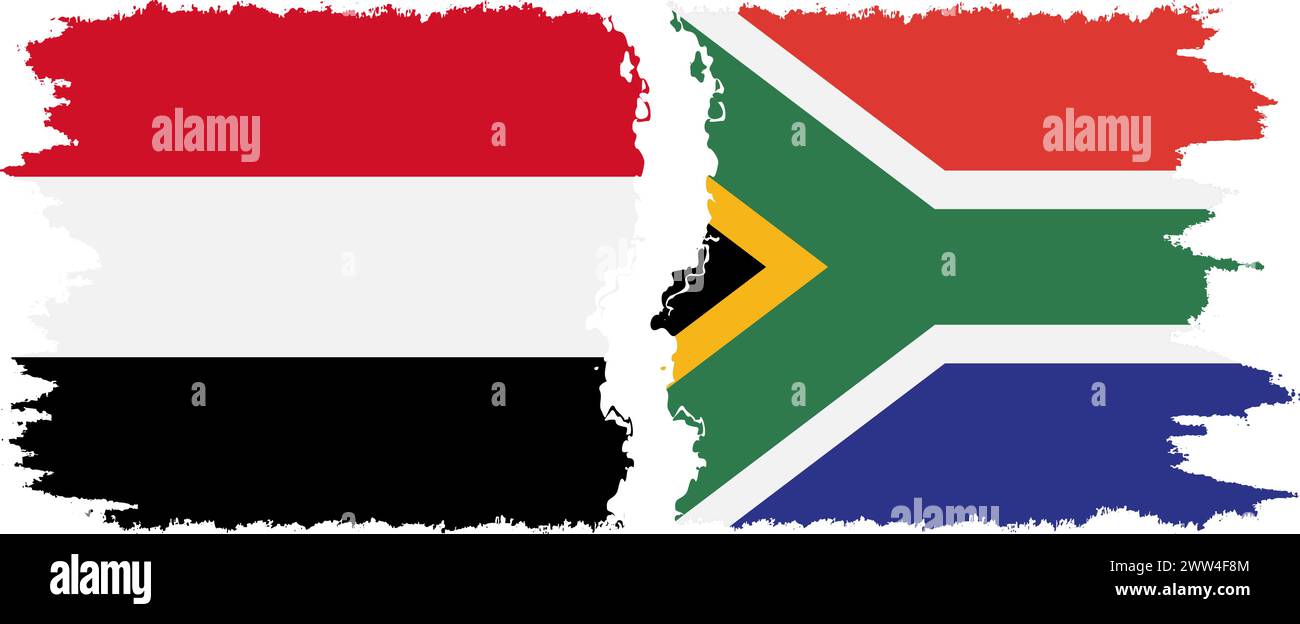 Sudafrica e Yemen grunge bandiere connessione, vettore Illustrazione Vettoriale