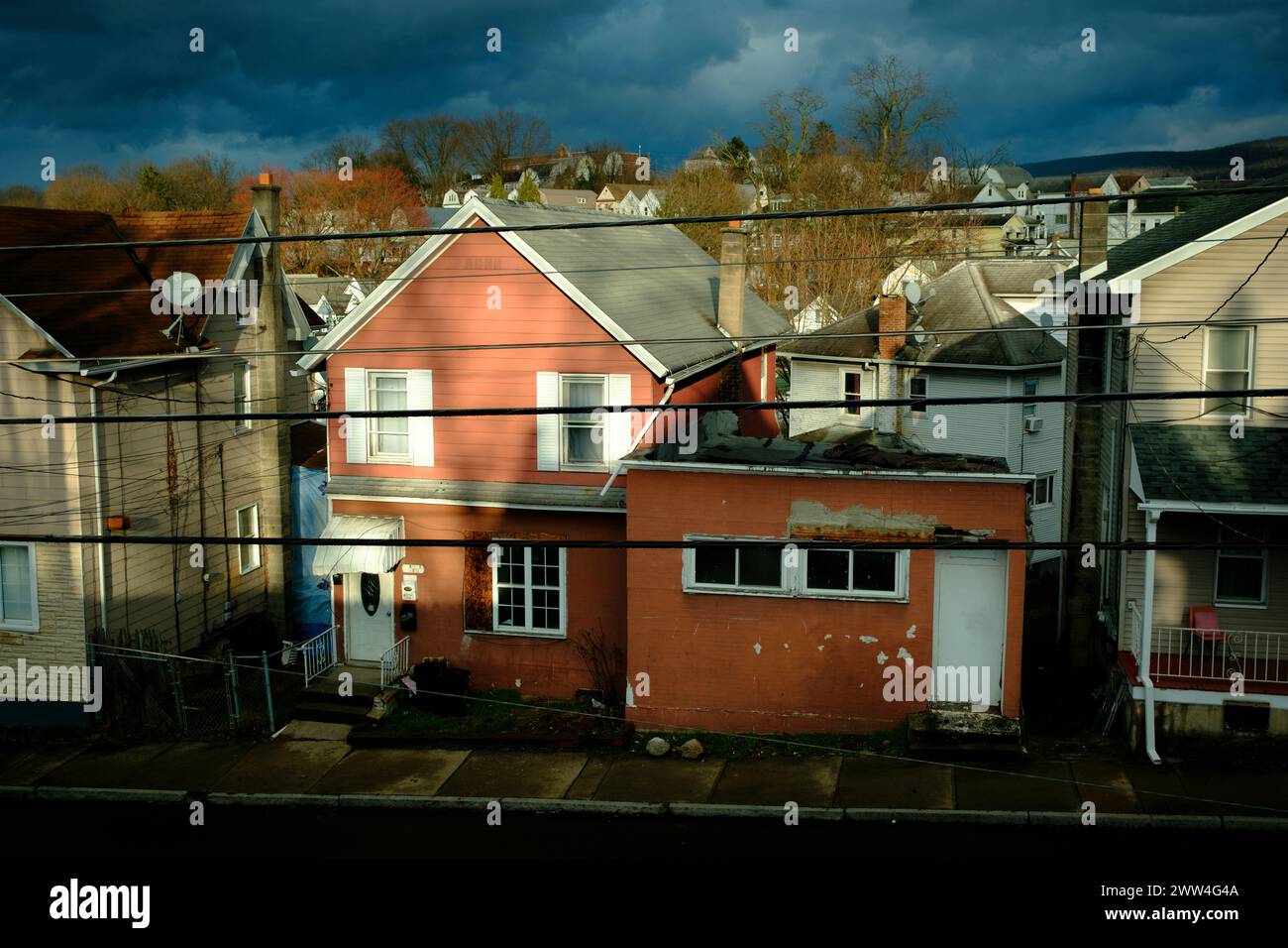 Vista delle case su Hazle Street, Wilkes-barre, Pennsylvania Foto Stock