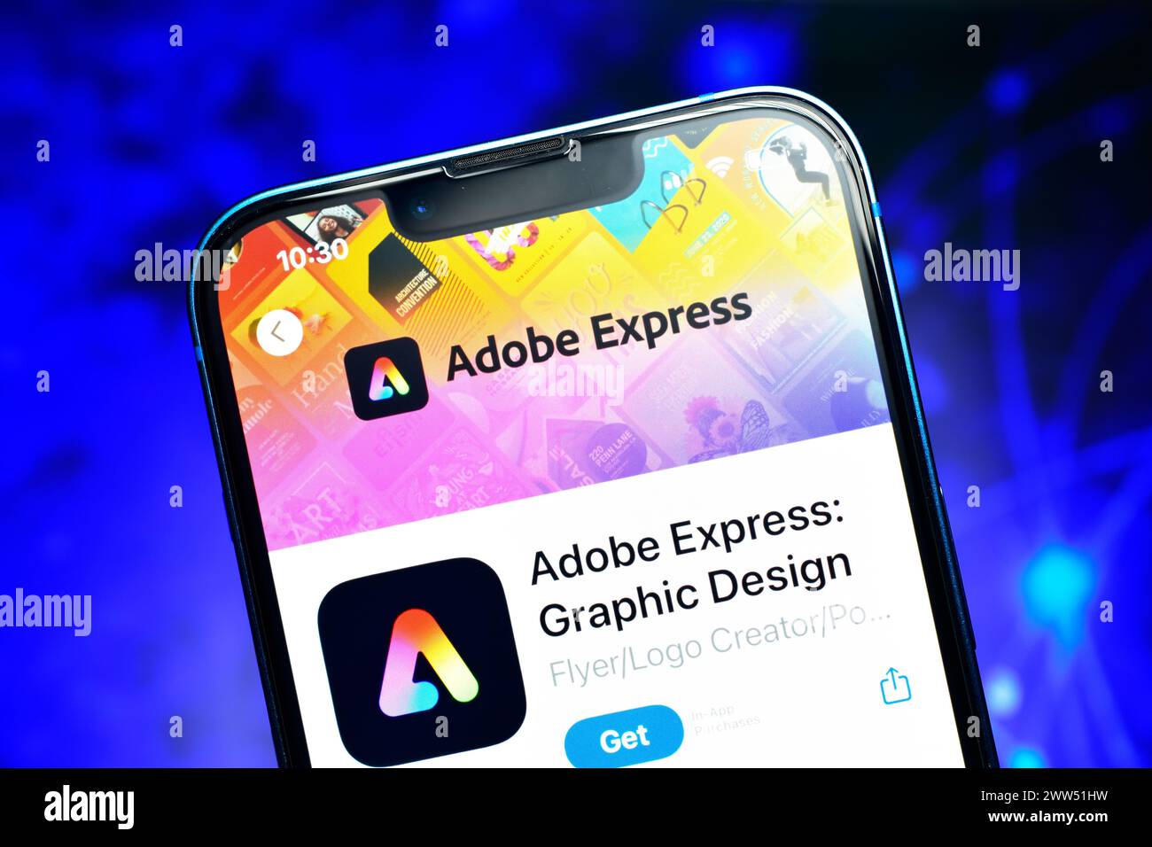 Nuova Delhi, India 20 marzo 2024:- Adobe Express è un pacchetto di software creativo utilizzato per la creazione di contenuti Foto Stock