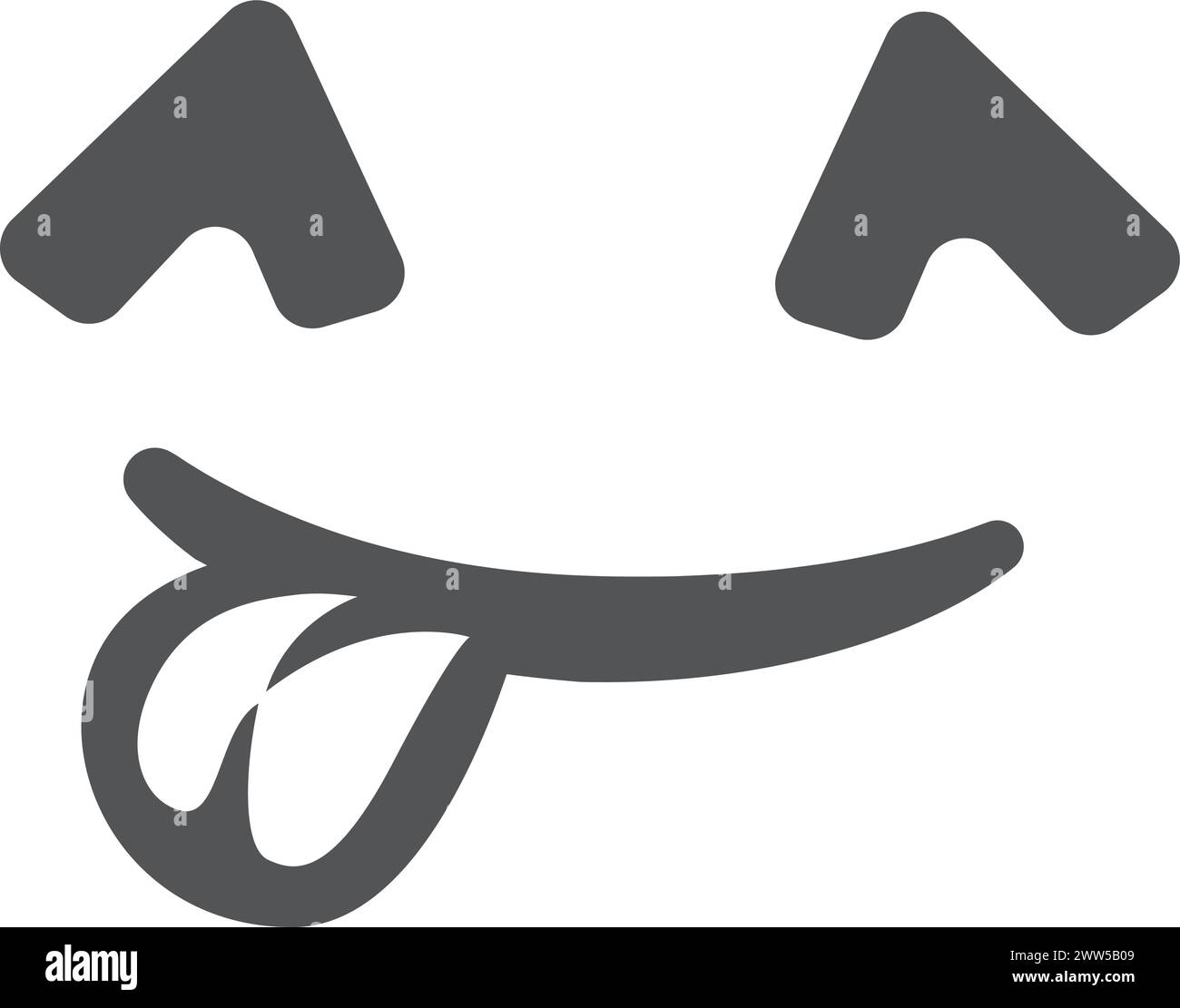 Sorriso divertente. Stencil nero con espressione giocosa, isolato su sfondo bianco Illustrazione Vettoriale