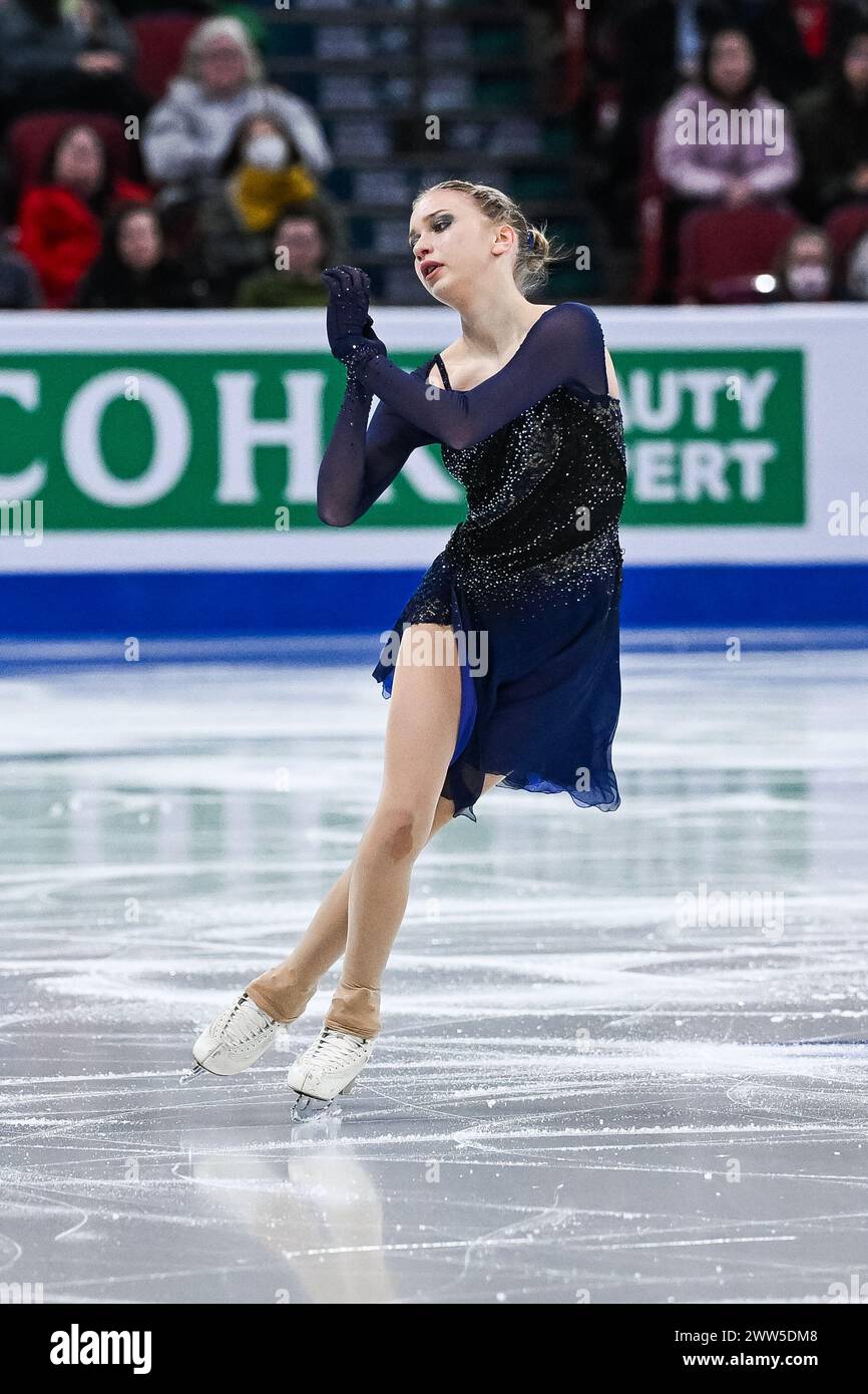 Montreal, Canada. 20 marzo 2024. MONTREAL, CANADA - 20 MARZO 2024: Alexandra Feigin (BUL) durante i Campionati mondiali di pattinaggio di figura ISU al Bell Centre On di Montreal, Canada. Crediti: Orange Pics BV/Alamy Live News Foto Stock