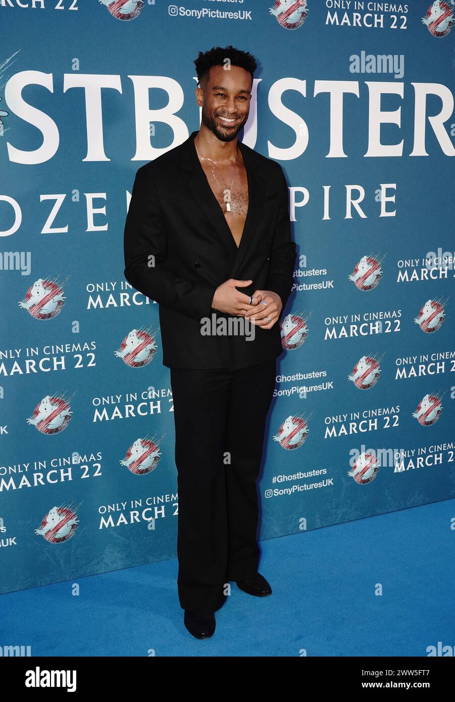 Teddy Soares arriva per la proiezione di gala britannica di Ghostbusters: Frozen Empire, all'Ham Yard Hotel, Londra. Data foto: Giovedì 21 marzo 2024. Foto Stock