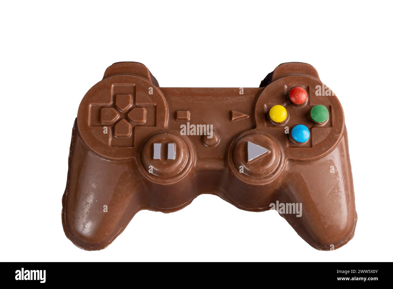 Cioccolato al latte a forma di controller per videogiochi insieme a Small rabbits 2.jpg Foto Stock